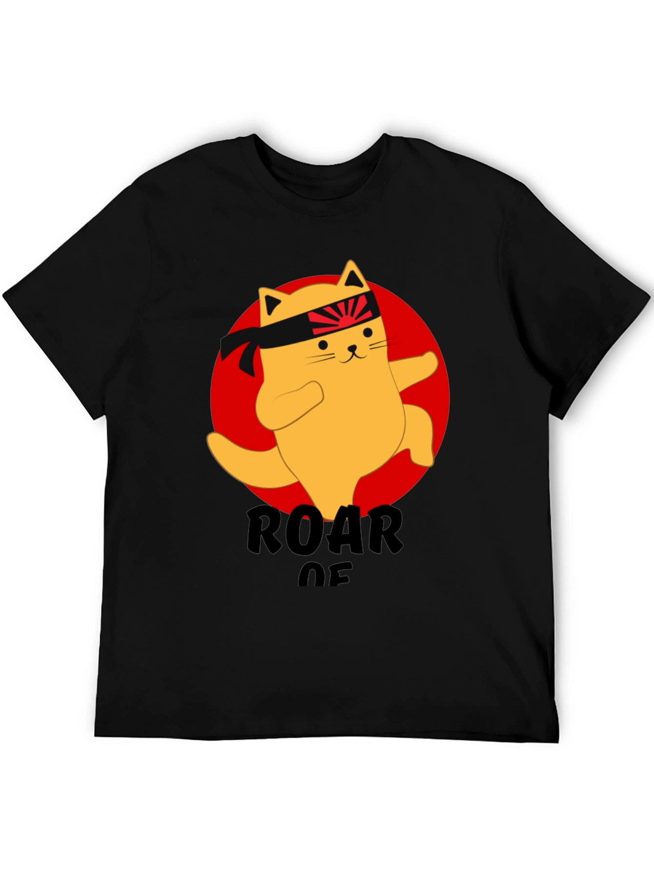 Camiseta Negra con Diseño de Gato Karateca