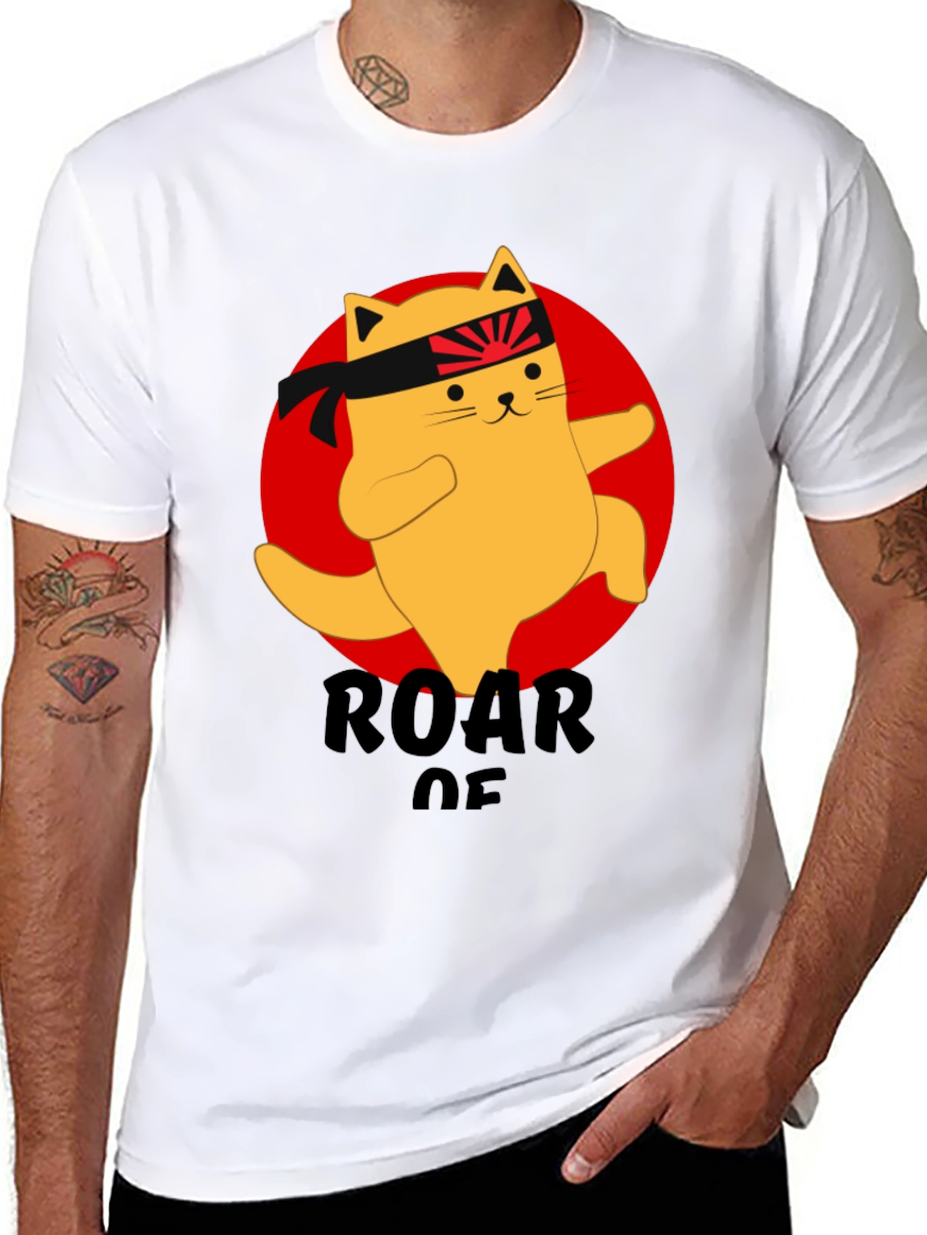 Camiseta Negra con Diseño de Gato Karateca