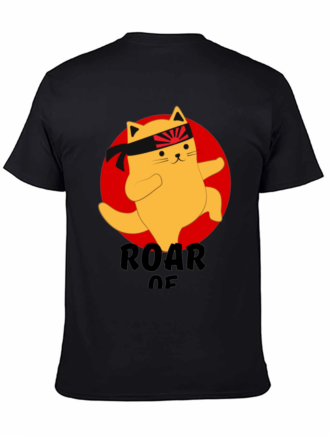 Camiseta Negra con Diseño de Gato Karateca