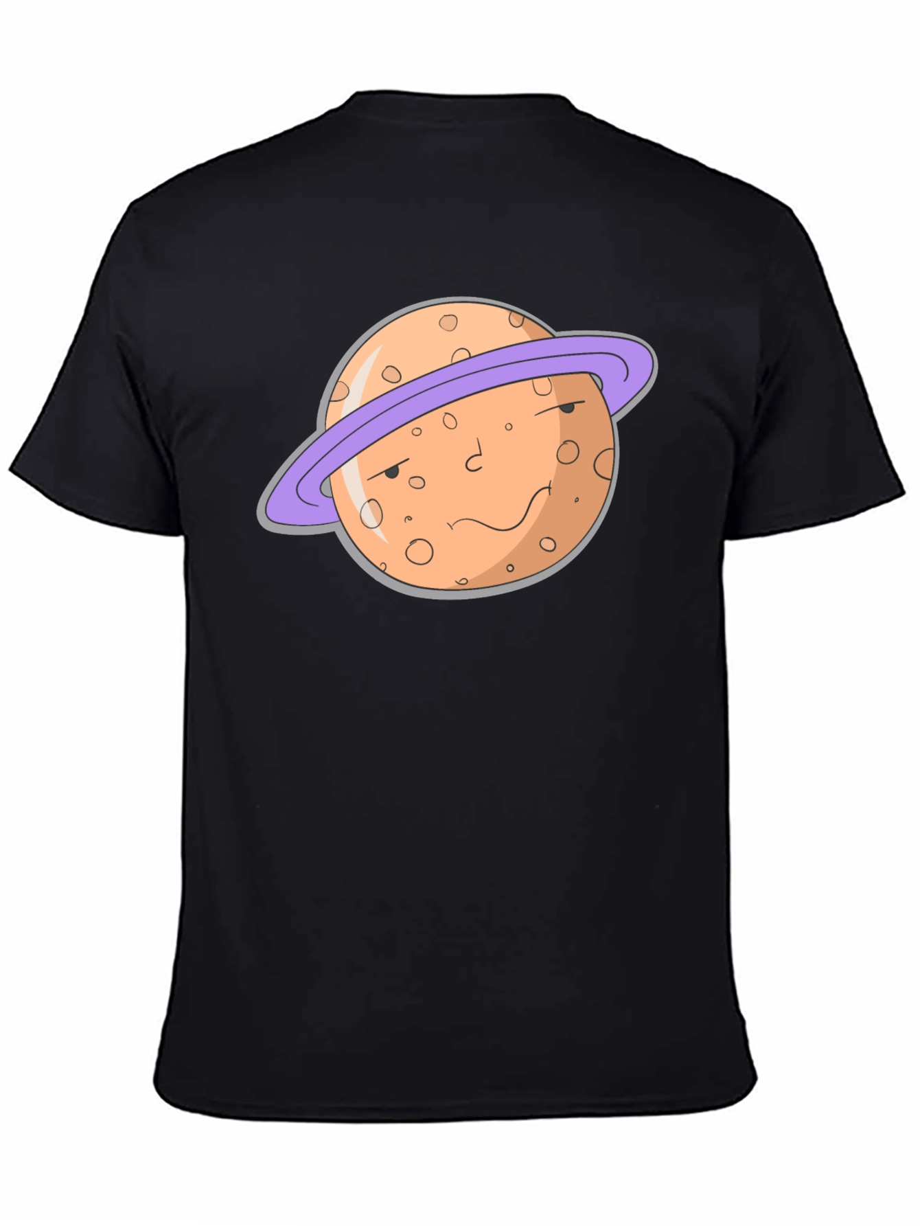 Camiseta Negra con Diseño de Planeta Serio