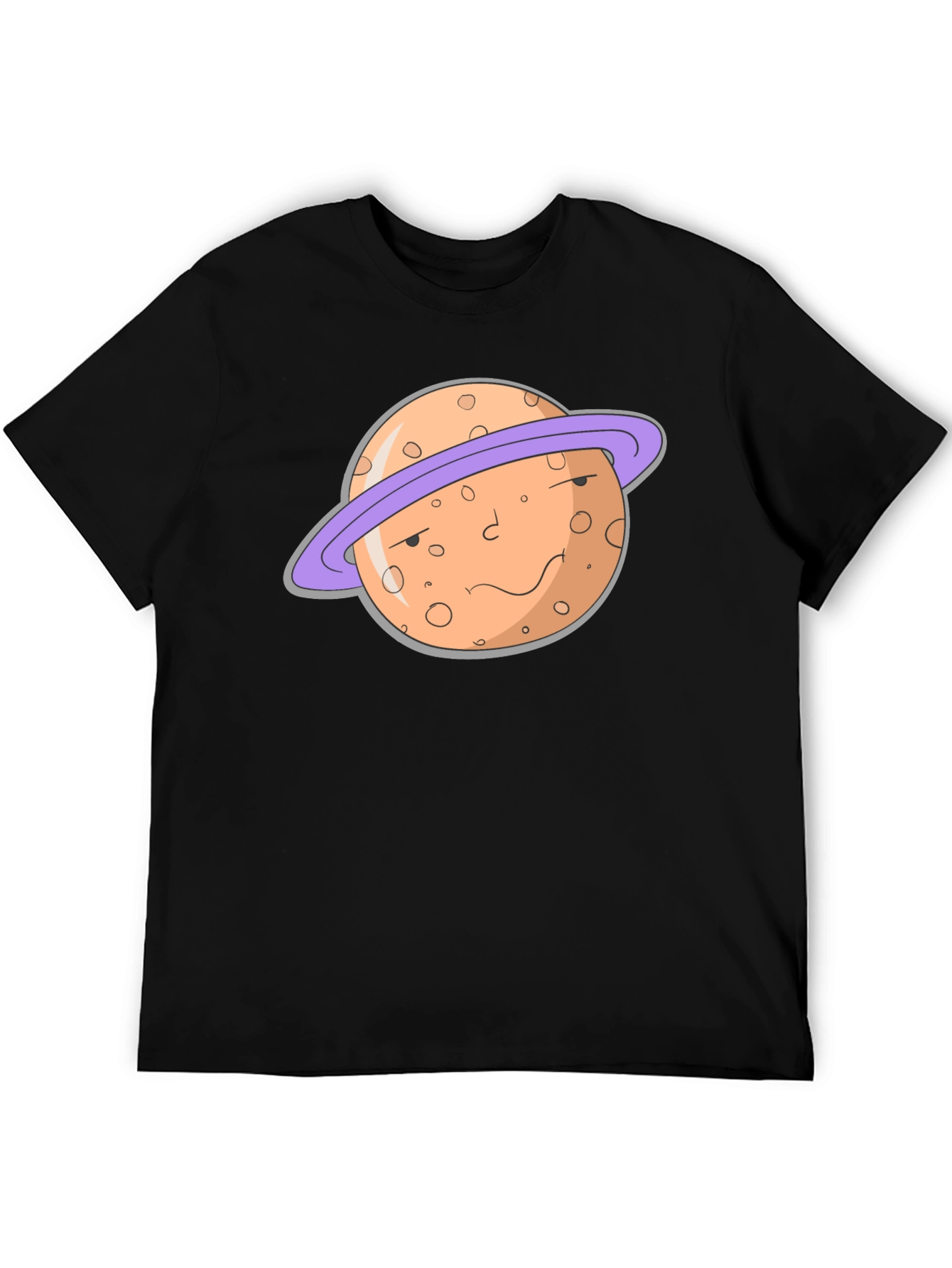 Camiseta Negra con Diseño de Planeta Serio
