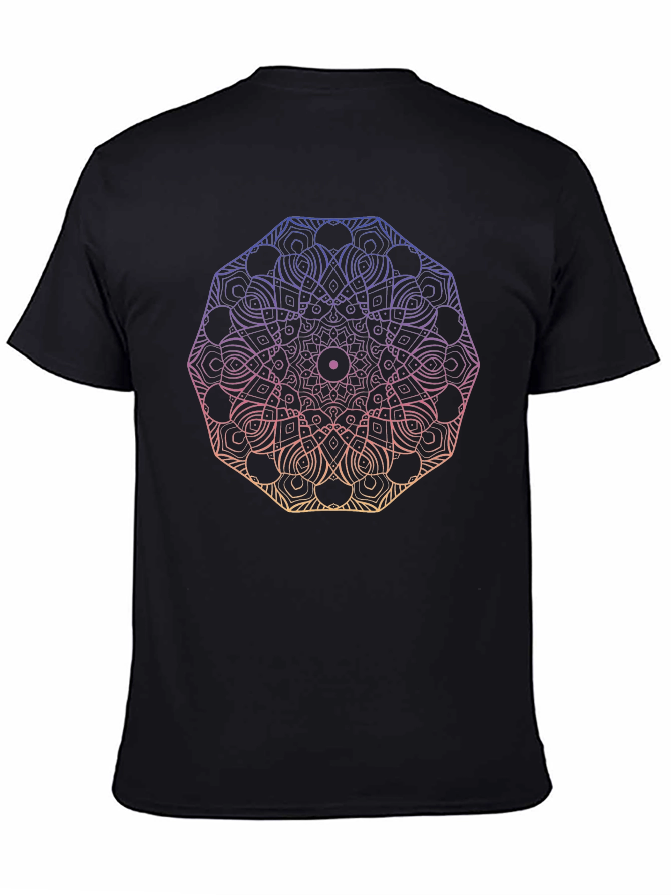 Camiseta Negra Mandala Degradada Unisex