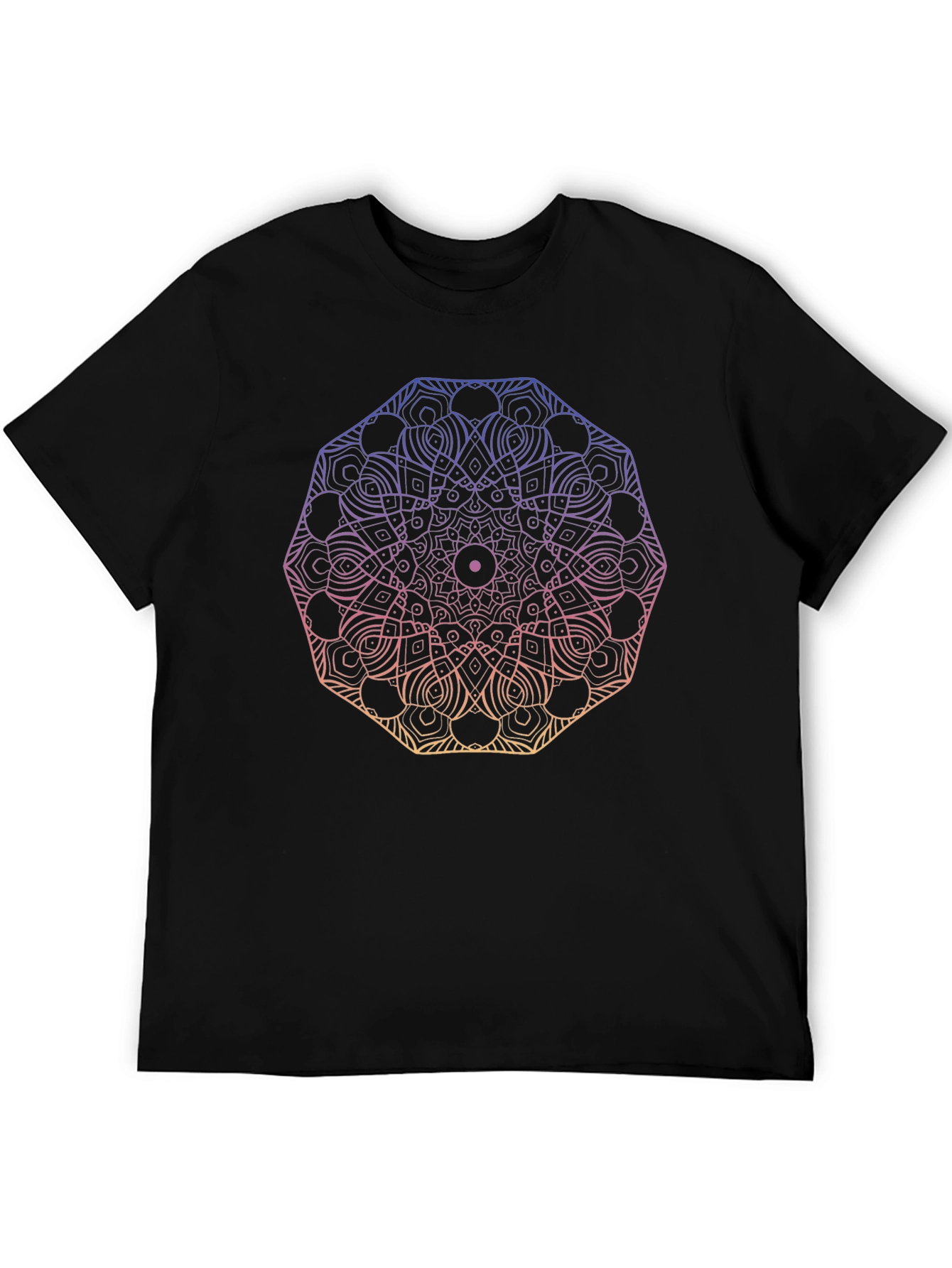 Camiseta Negra Mandala Degradada Unisex