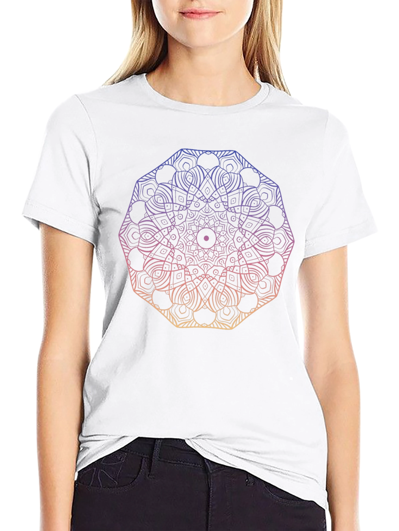 Camiseta Negra Mandala Degradada Unisex