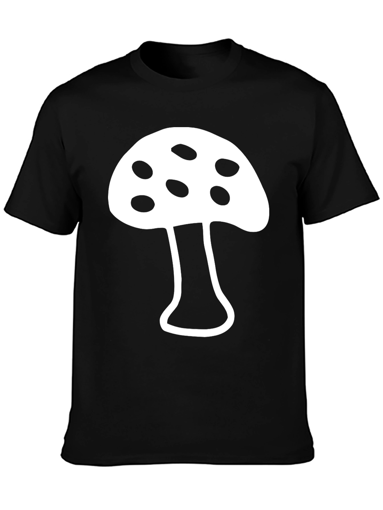 Camiseta Negra con Diseño de Hongo Blanco