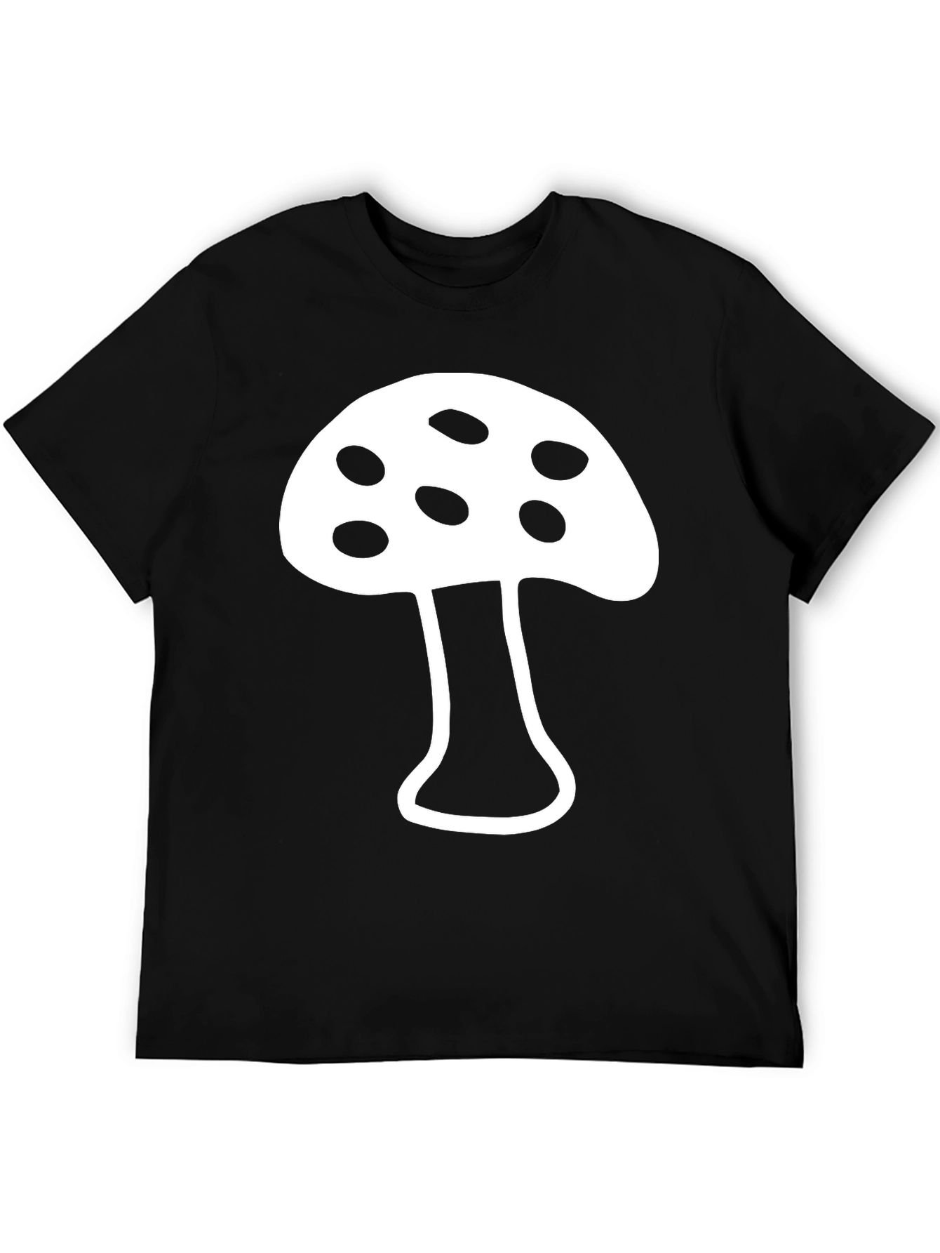 Camiseta Negra con Diseño de Hongo Blanco