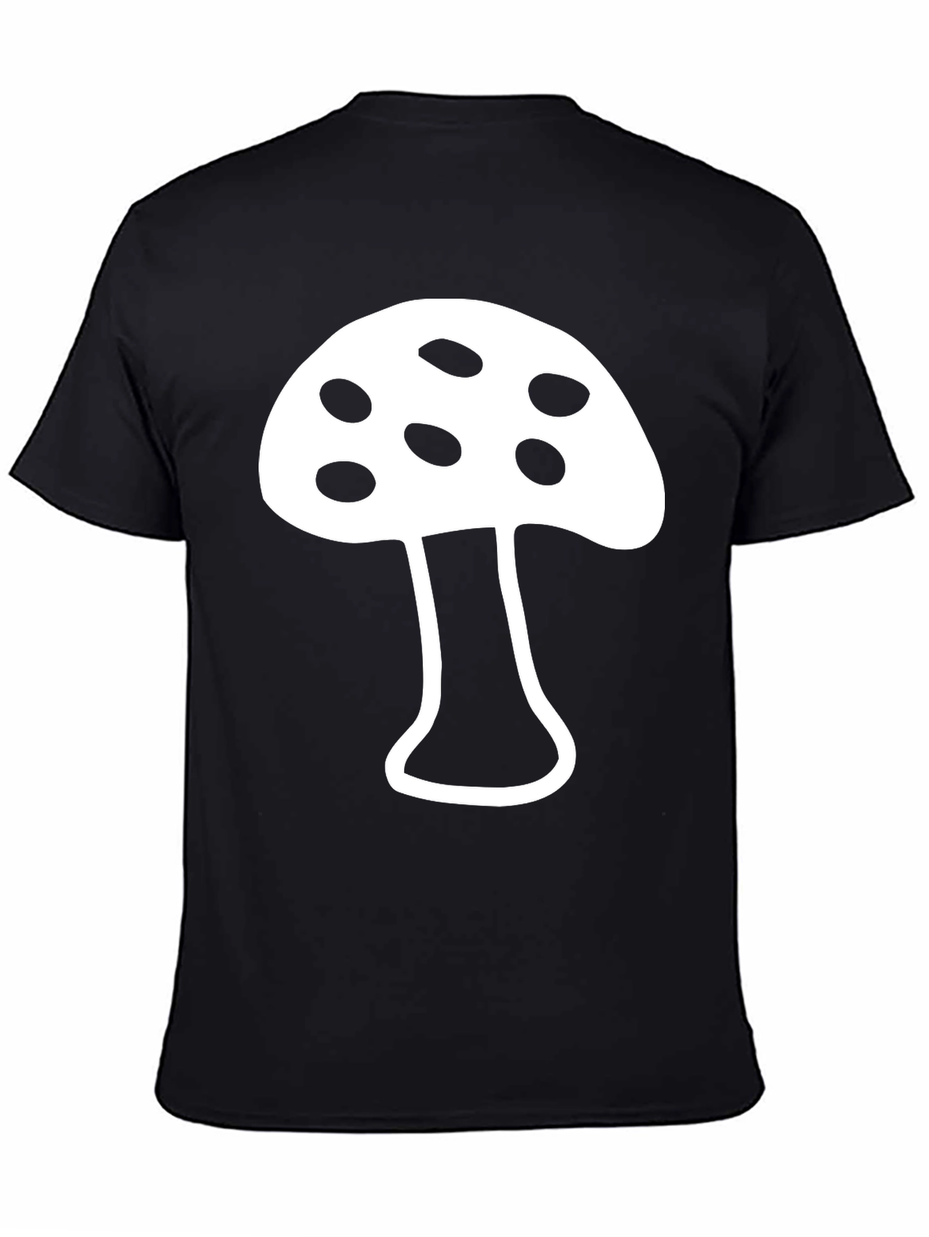 Camiseta Negra con Diseño de Hongo Blanco