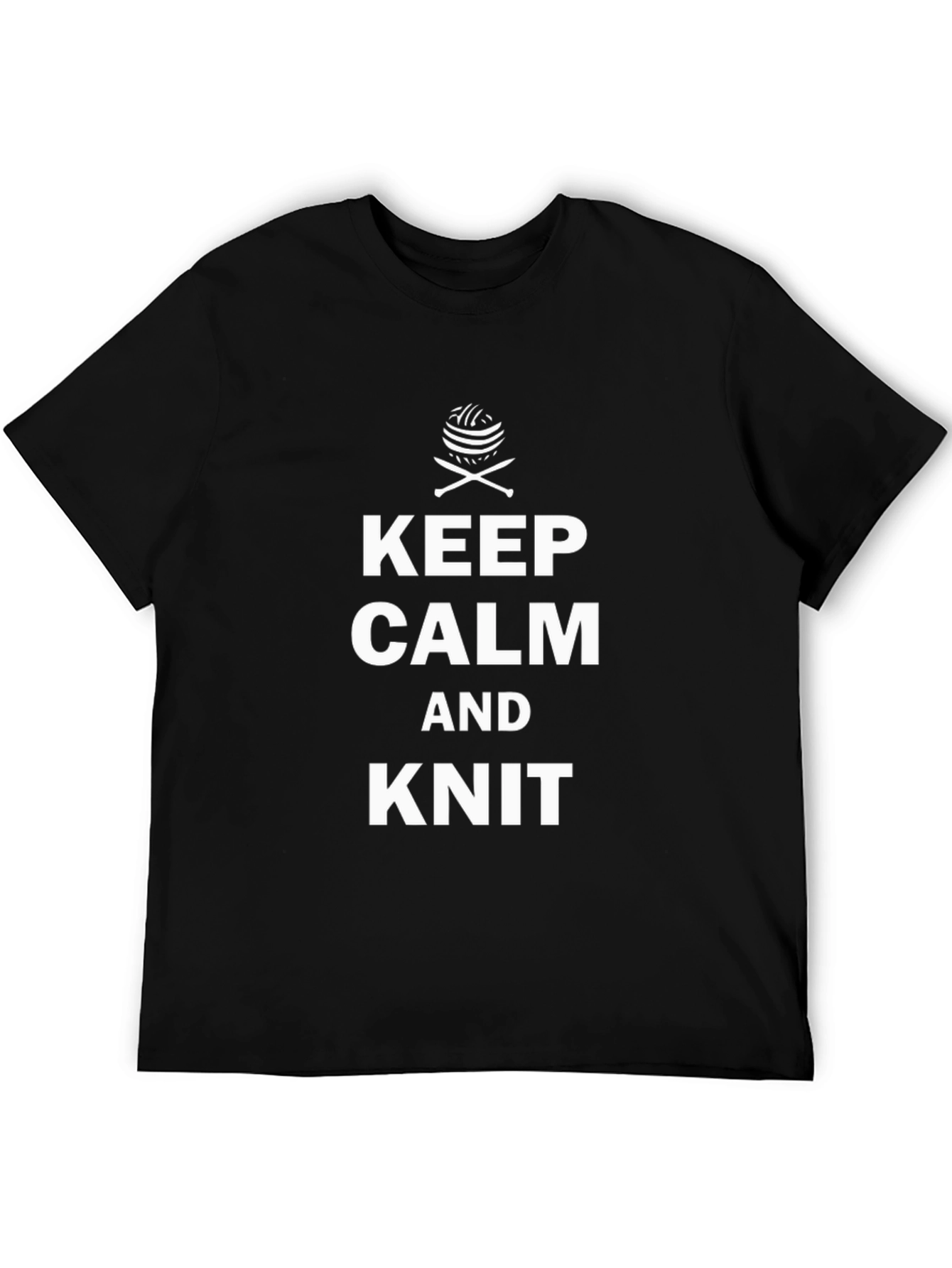 Camiseta Negra Hombre Keep Calm and Knit