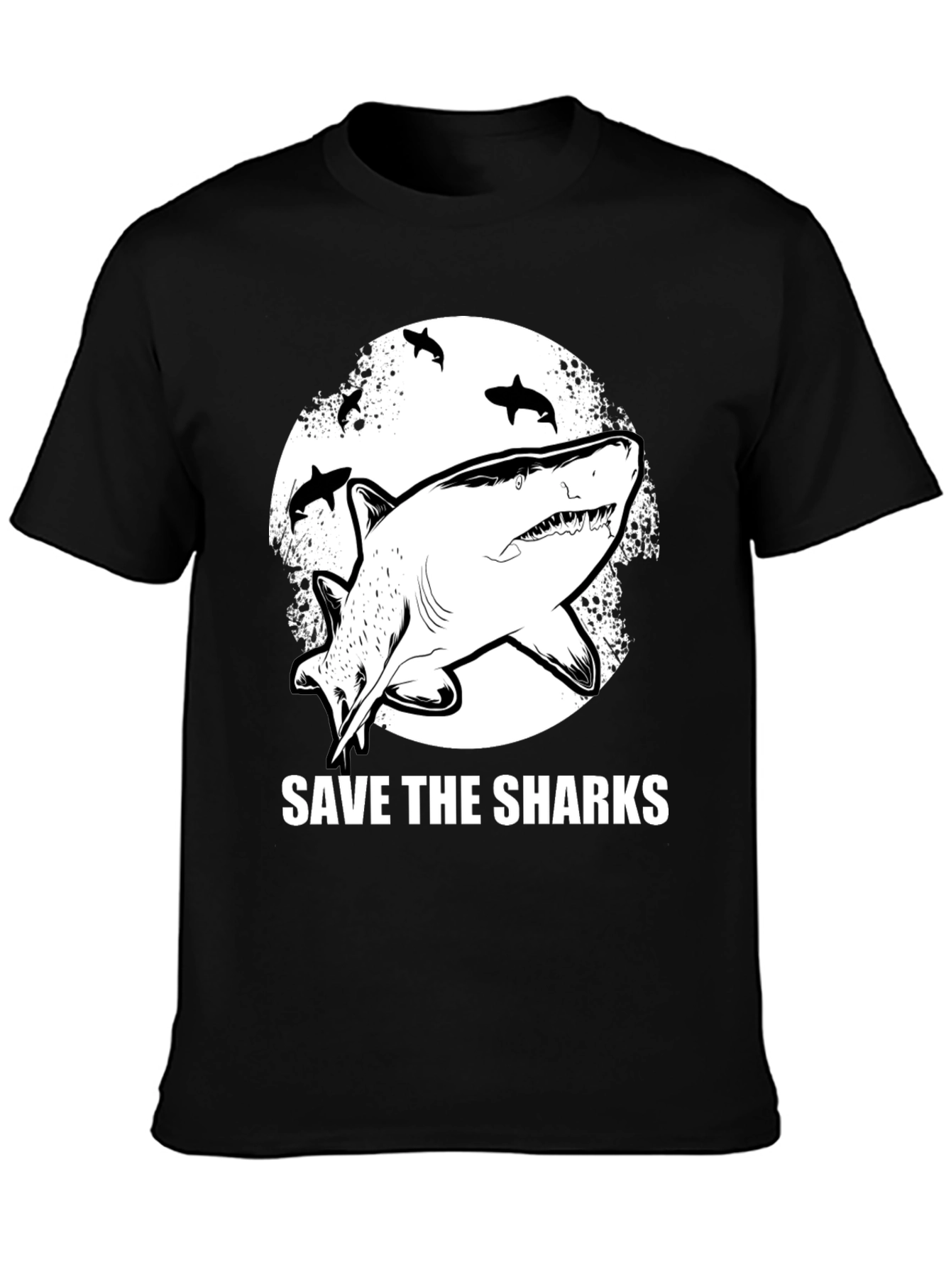 Camiseta Negra Save The Sharks Estampada