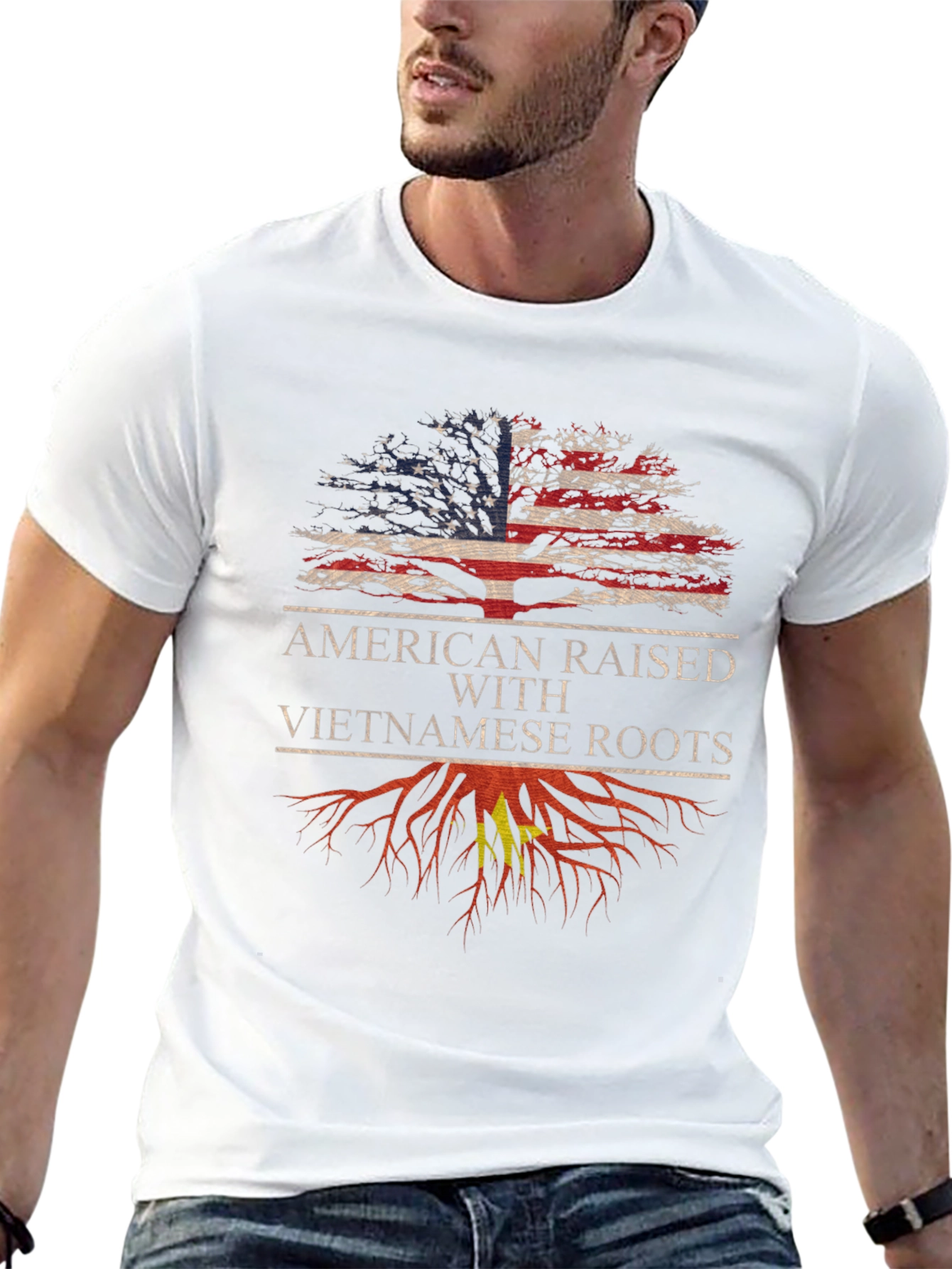 Camiseta Hombre Raíces Americanas y Vietnamitas