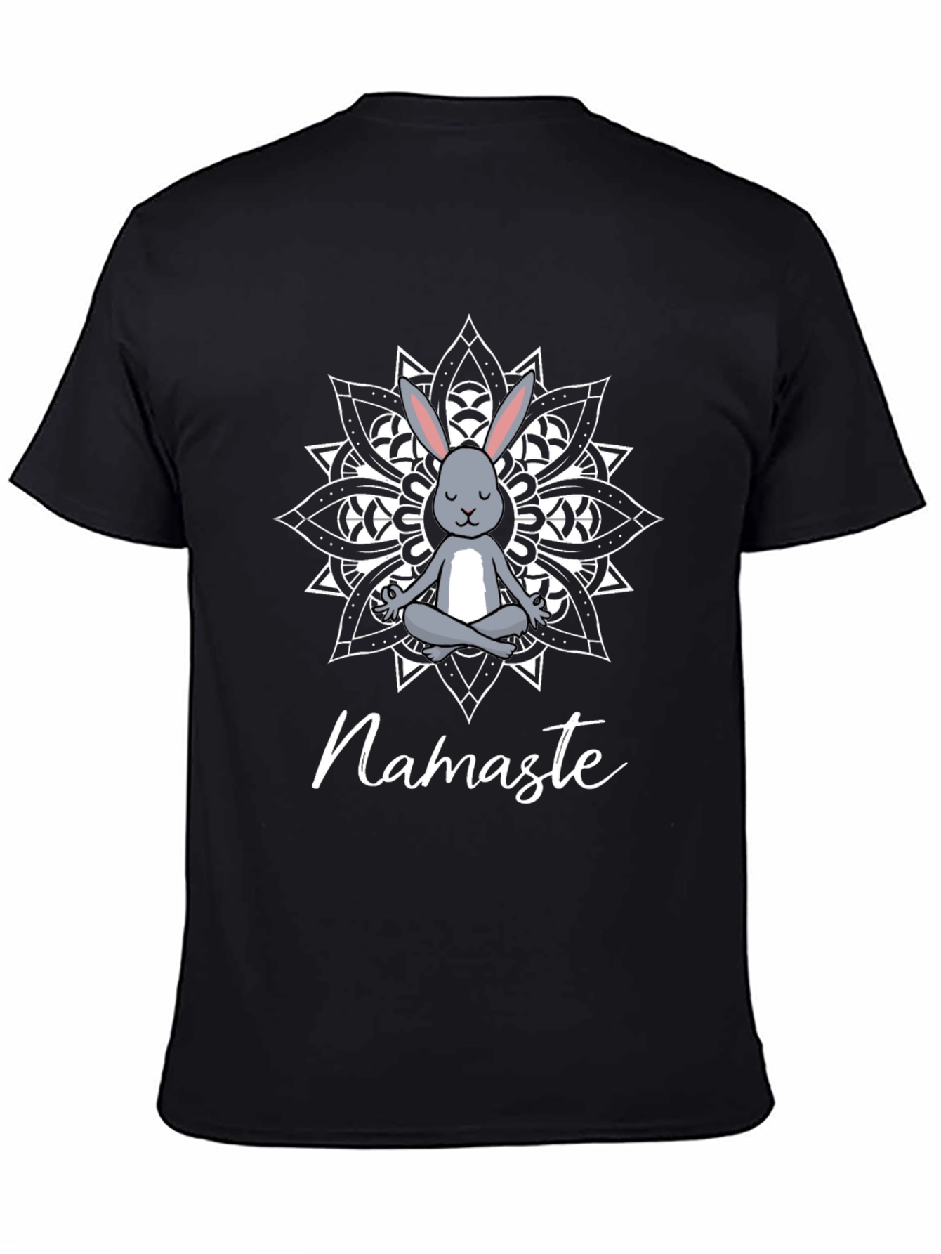 Camiseta Negra Namaste Conejo Mandala Yoga
