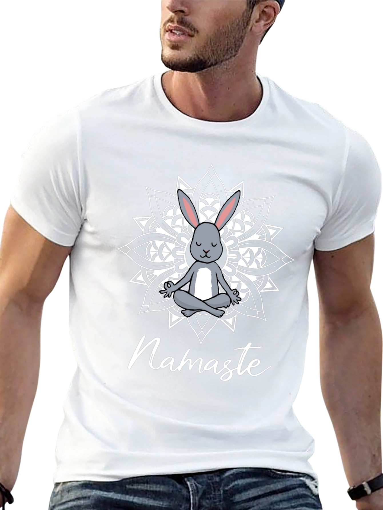 Camiseta Negra Namaste Conejo Mandala Yoga