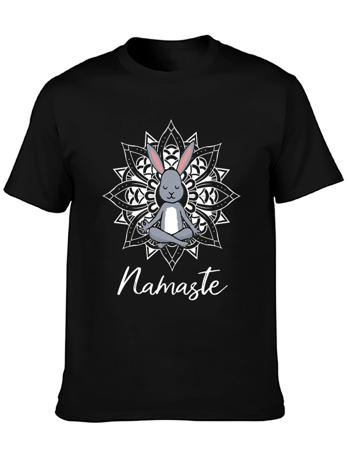 Camiseta Negra Namaste Conejo Mandala Yoga