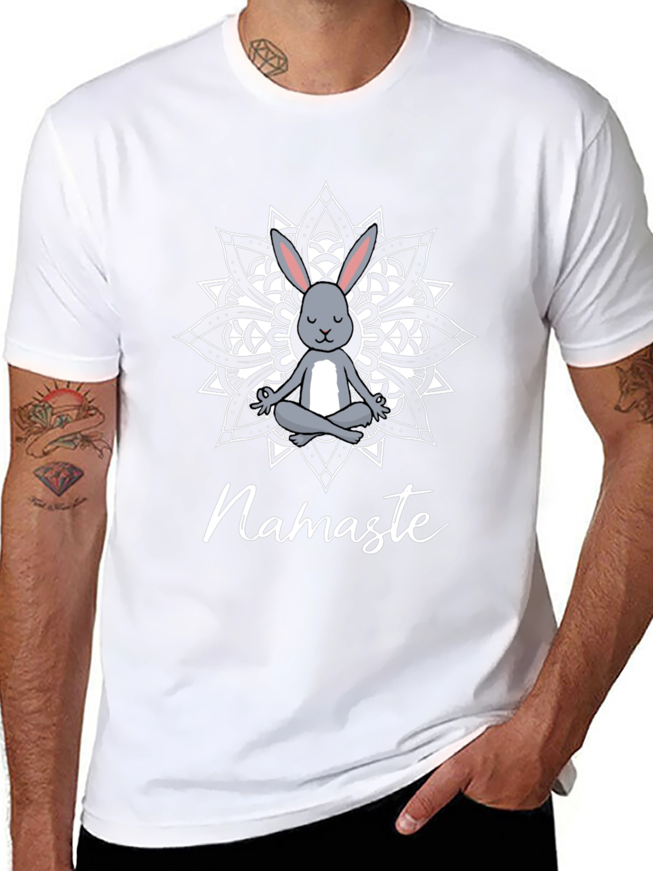 Camiseta Negra Namaste Conejo Mandala Yoga