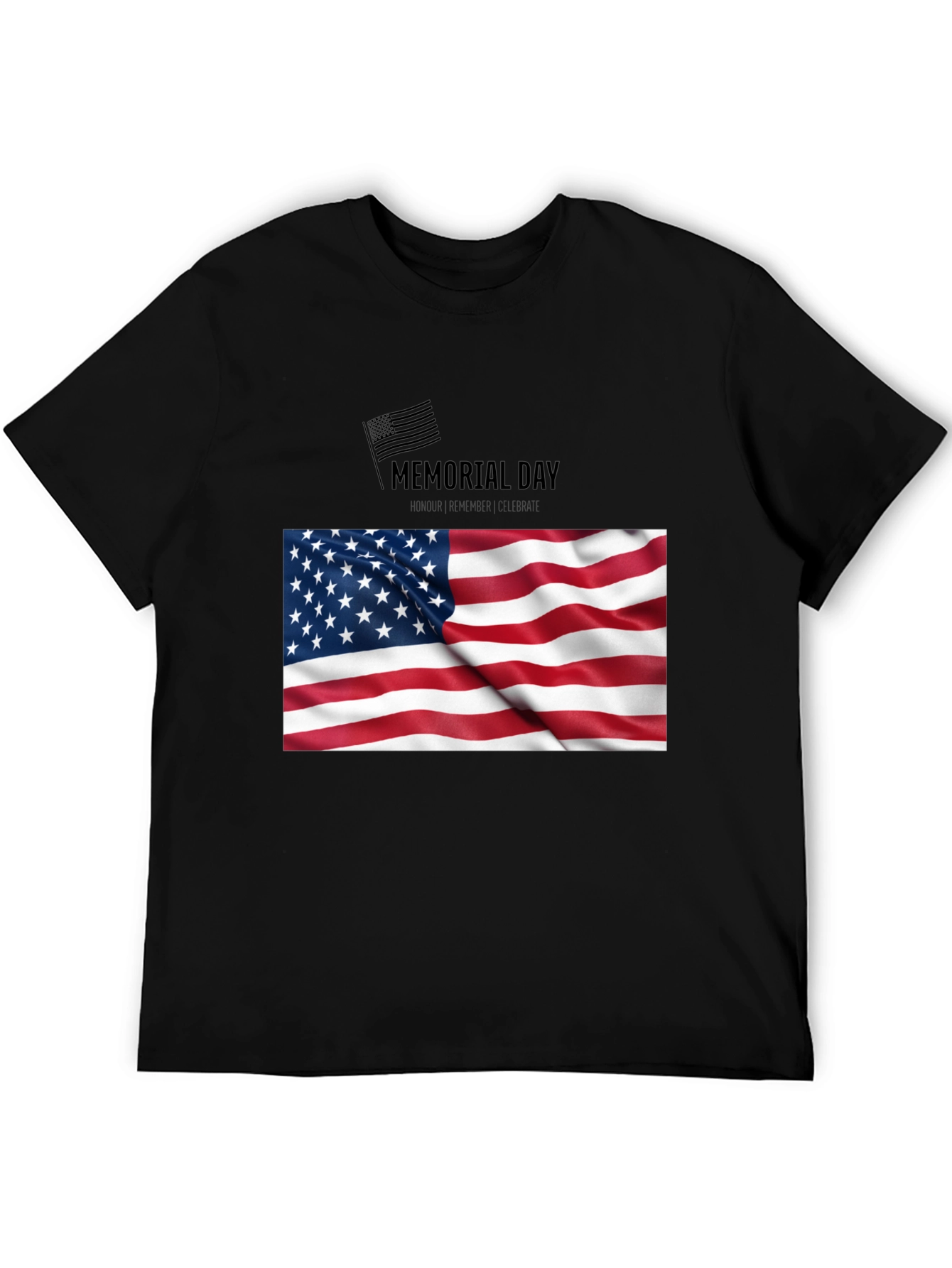 Camiseta Negra Memorial Day Bandera USA