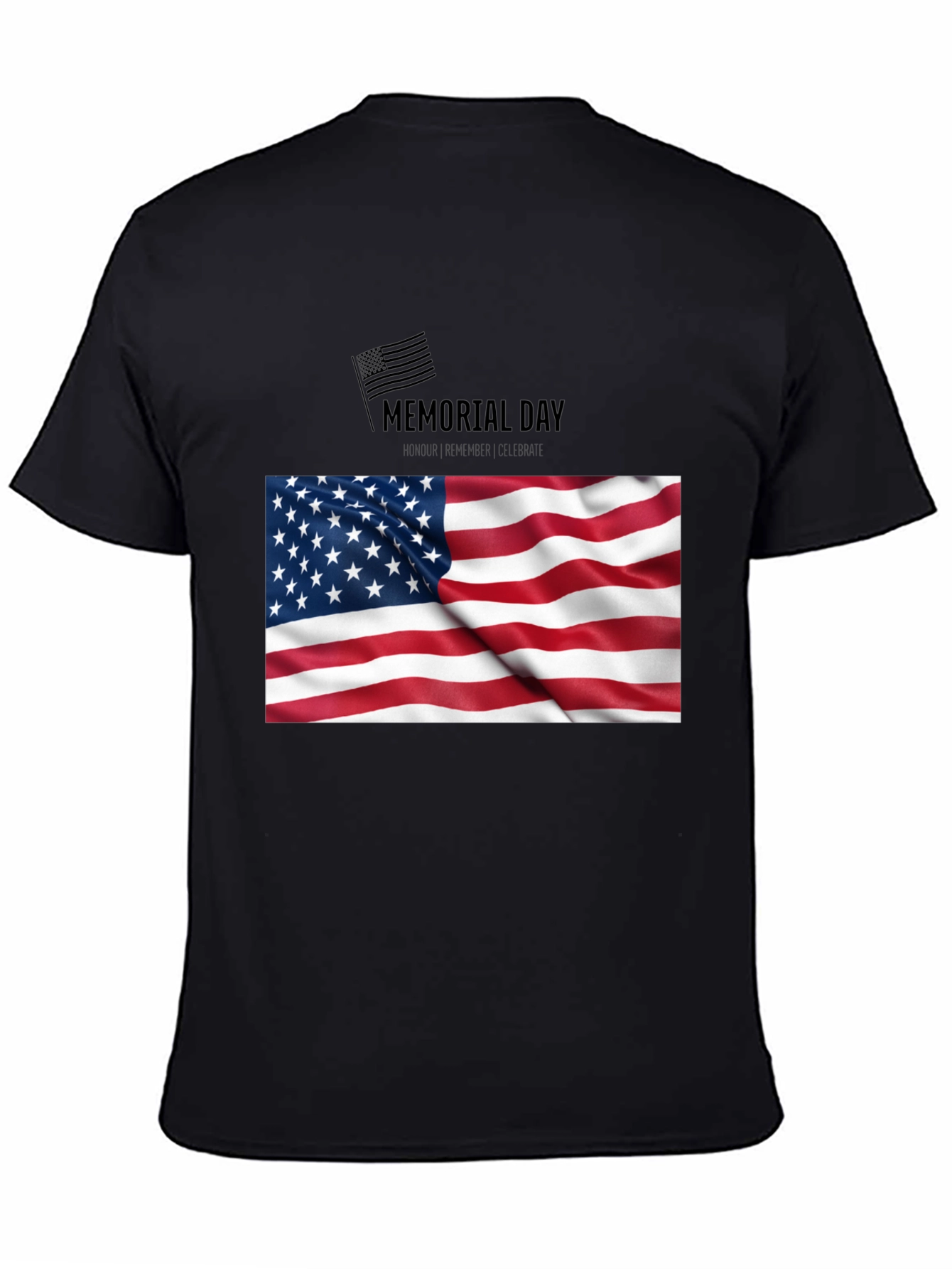Camiseta Negra Memorial Day Bandera USA