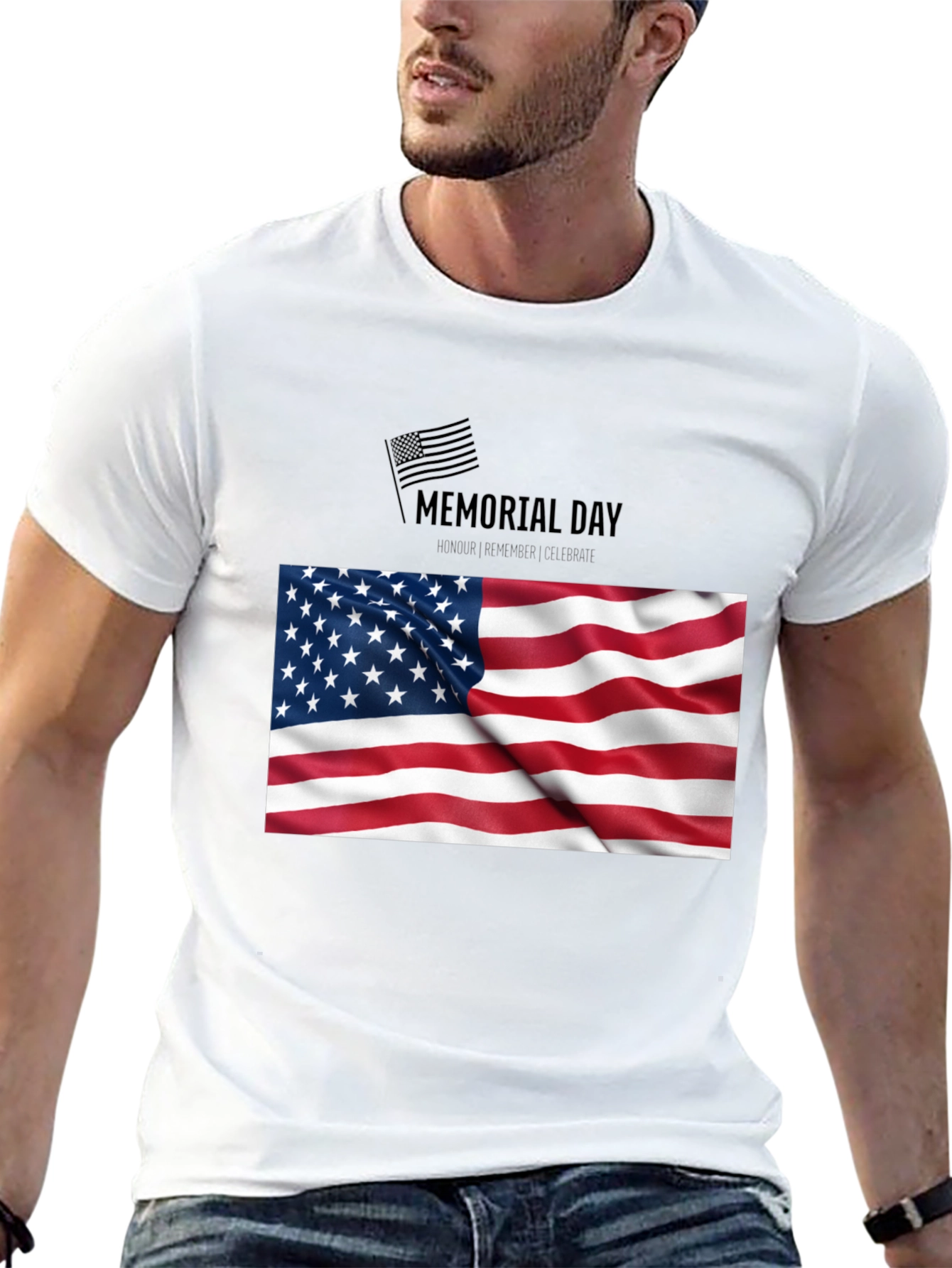 Camiseta Negra Memorial Day Bandera USA