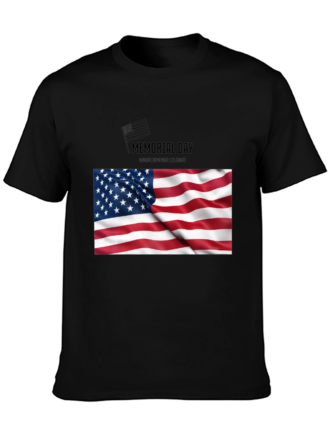 Camiseta Negra Memorial Day Bandera USA