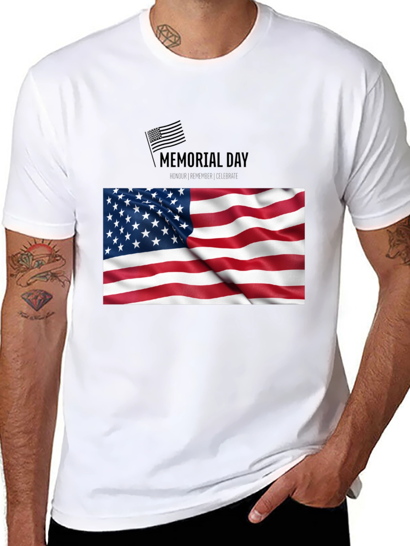 Camiseta Negra Memorial Day Bandera USA