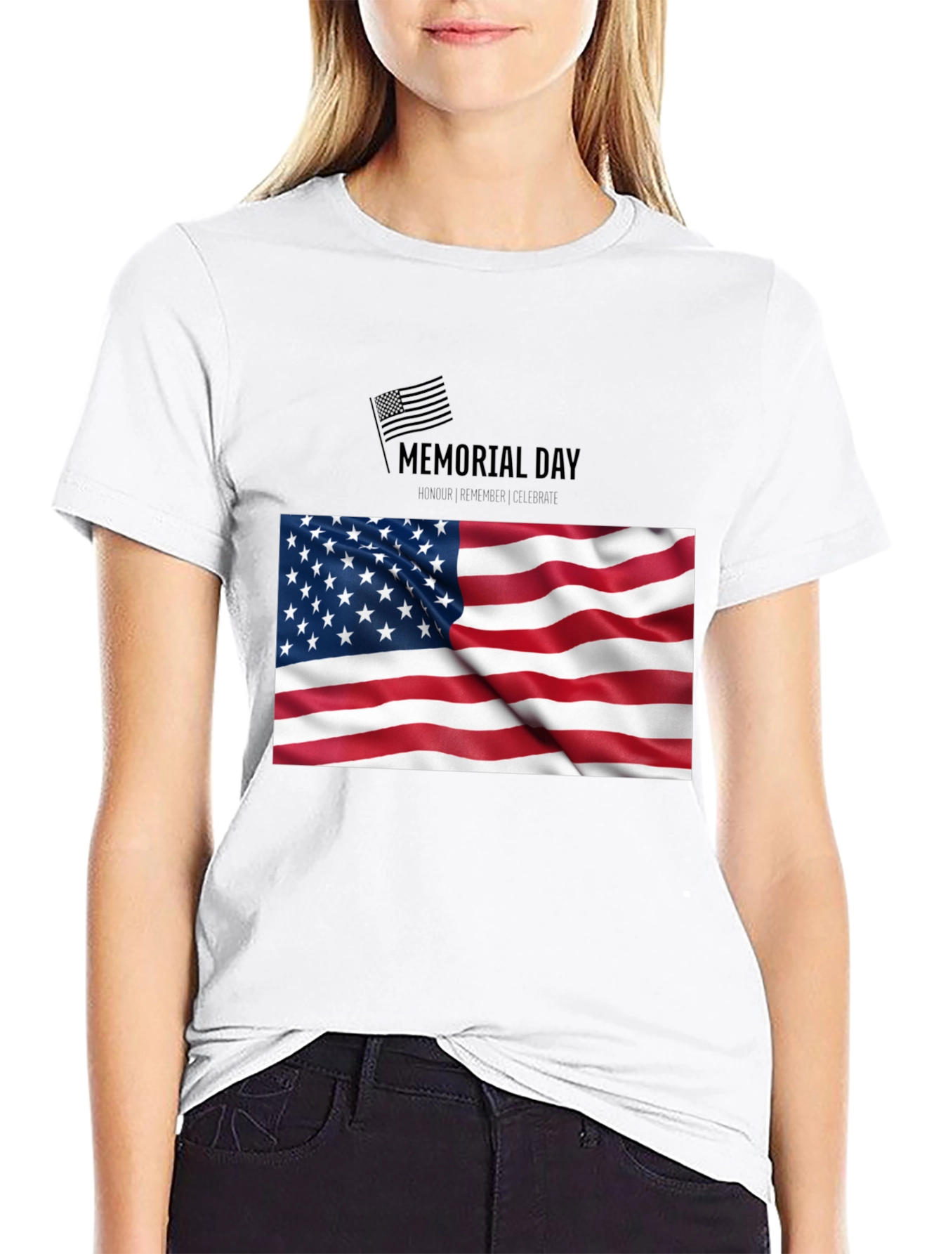 Camiseta Negra Memorial Day Bandera USA