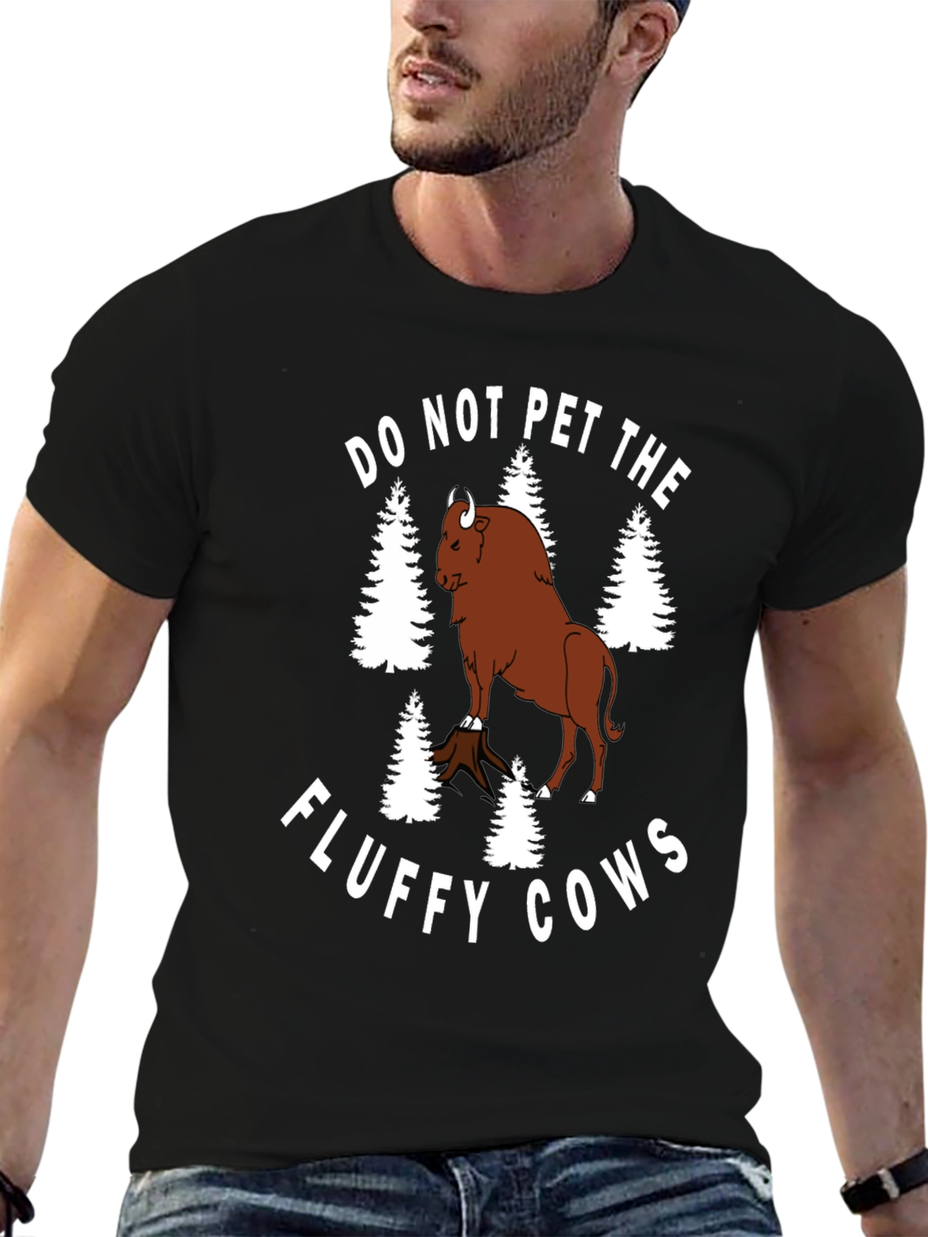 Camiseta Negra: No Acaricies las Vacas Esponjosas