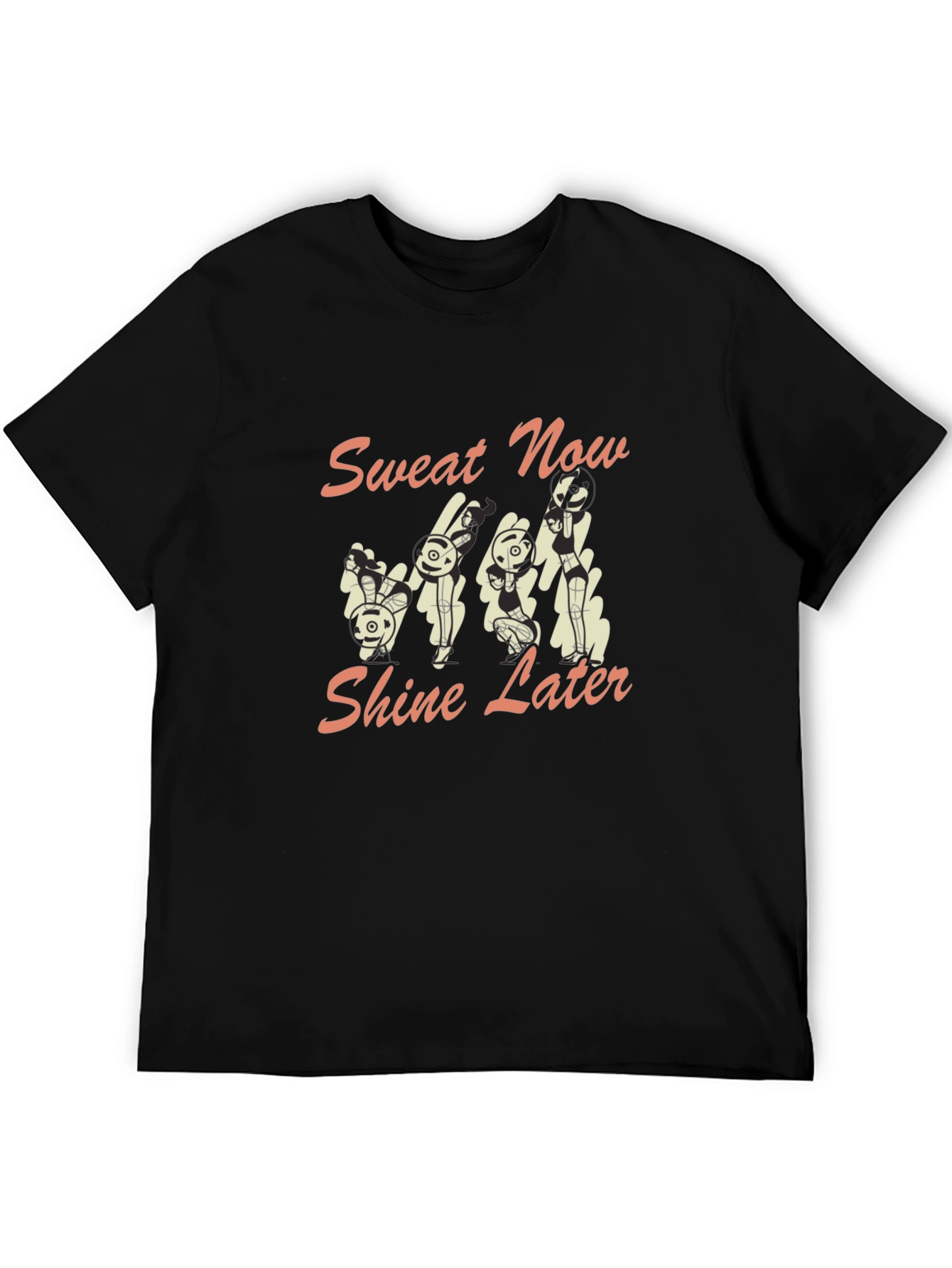 Camiseta Negra con Diseño de Conejos Fitness