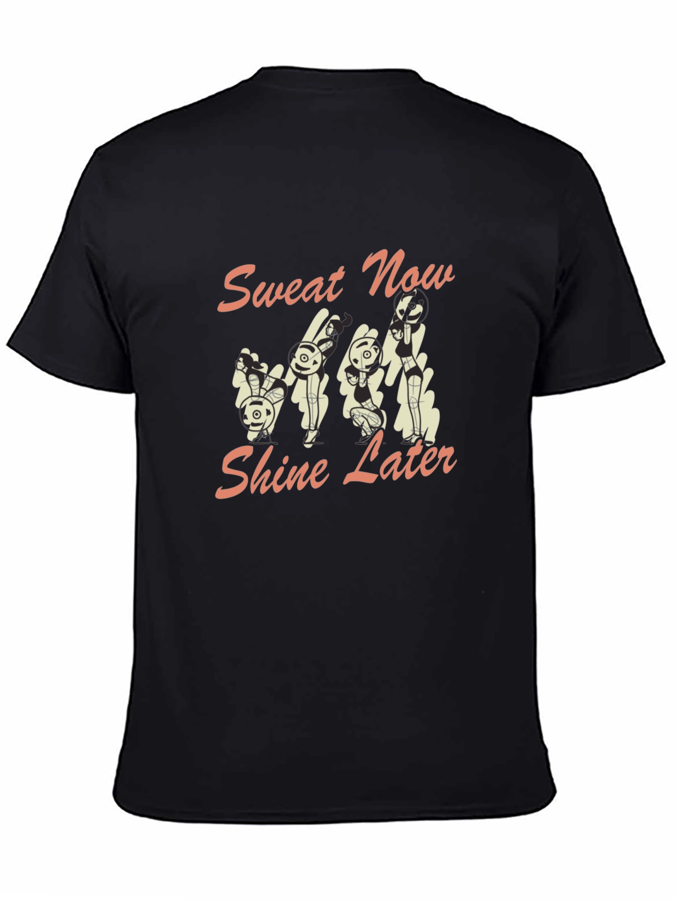 Camiseta Negra con Diseño de Conejos Fitness
