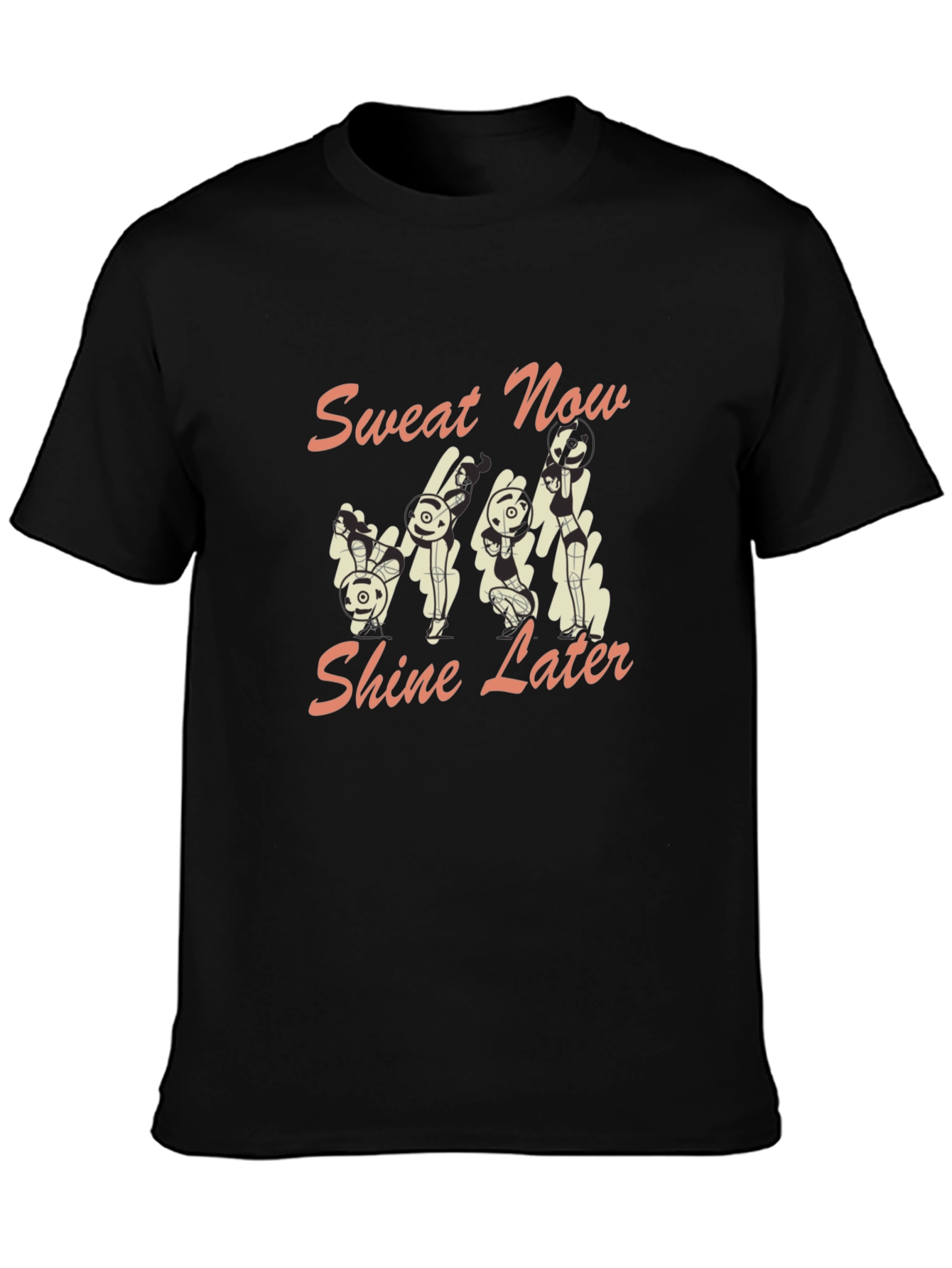Camiseta Negra con Diseño de Conejos Fitness
