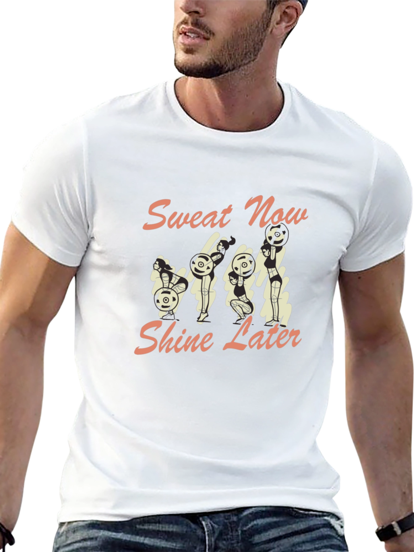 Camiseta Negra con Diseño de Conejos Fitness
