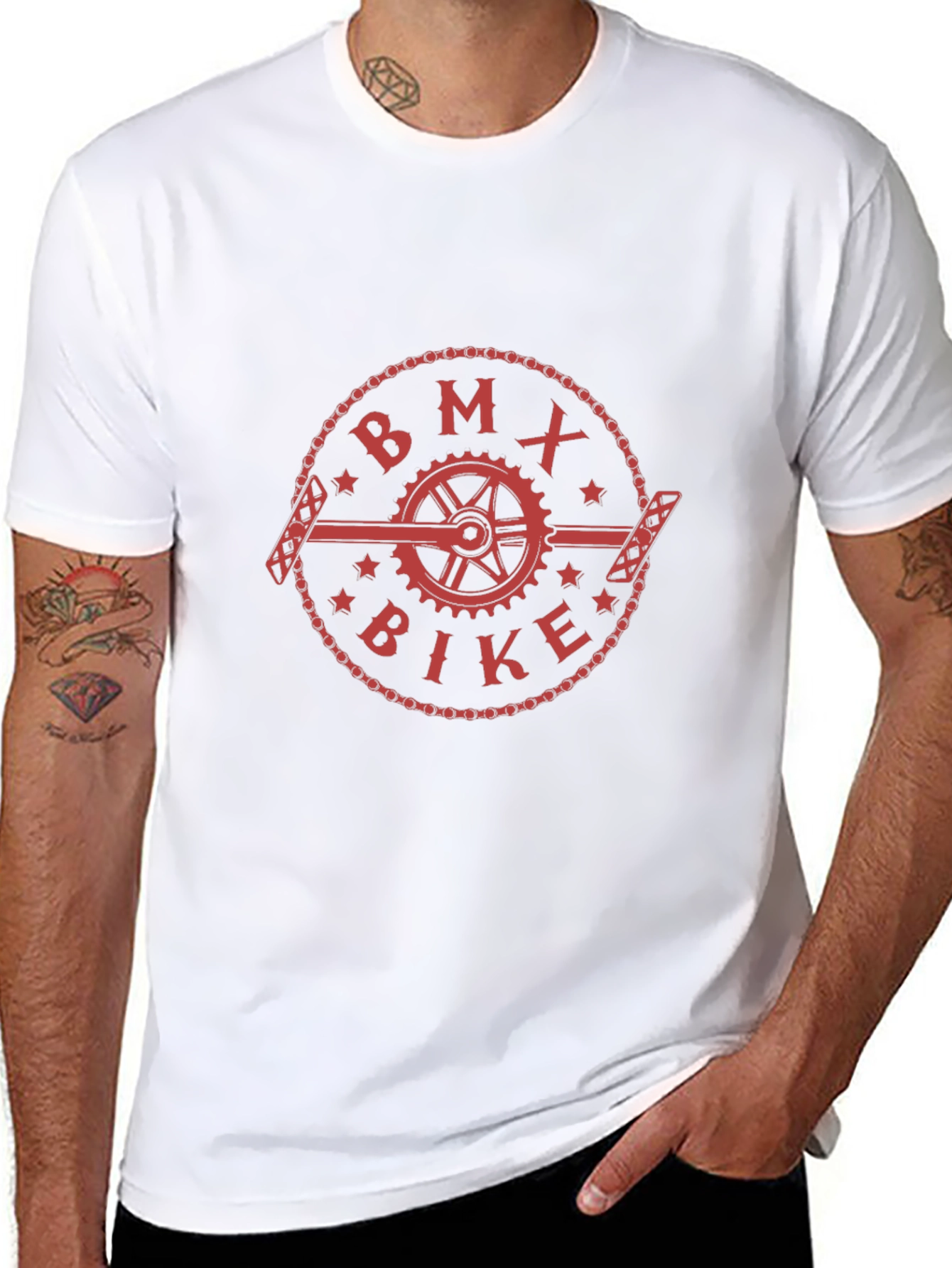 Camiseta Negra con Diseño BMX Bike Rojo