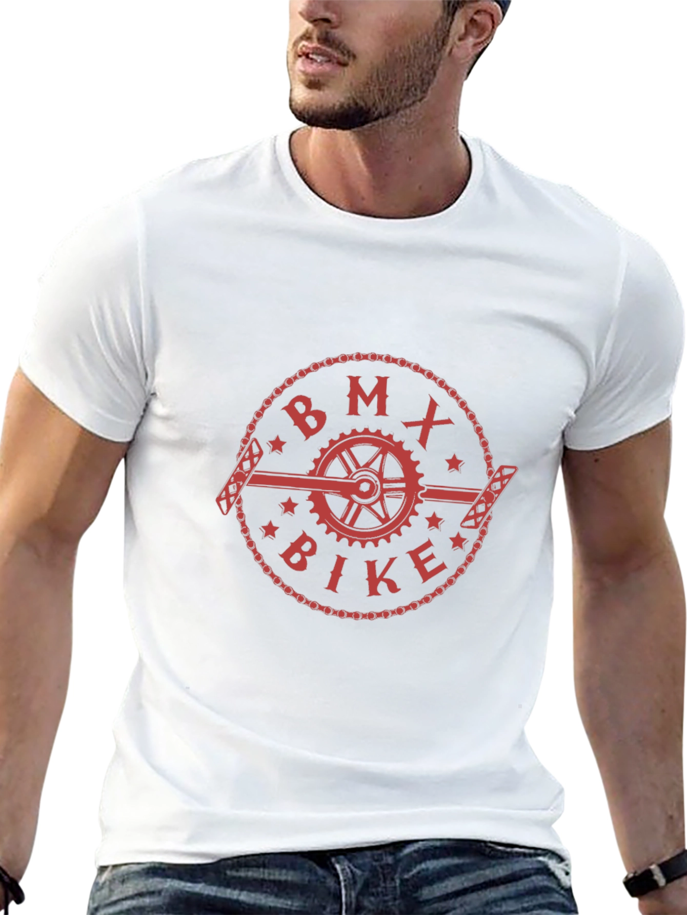 Camiseta Negra con Diseño BMX Bike Rojo
