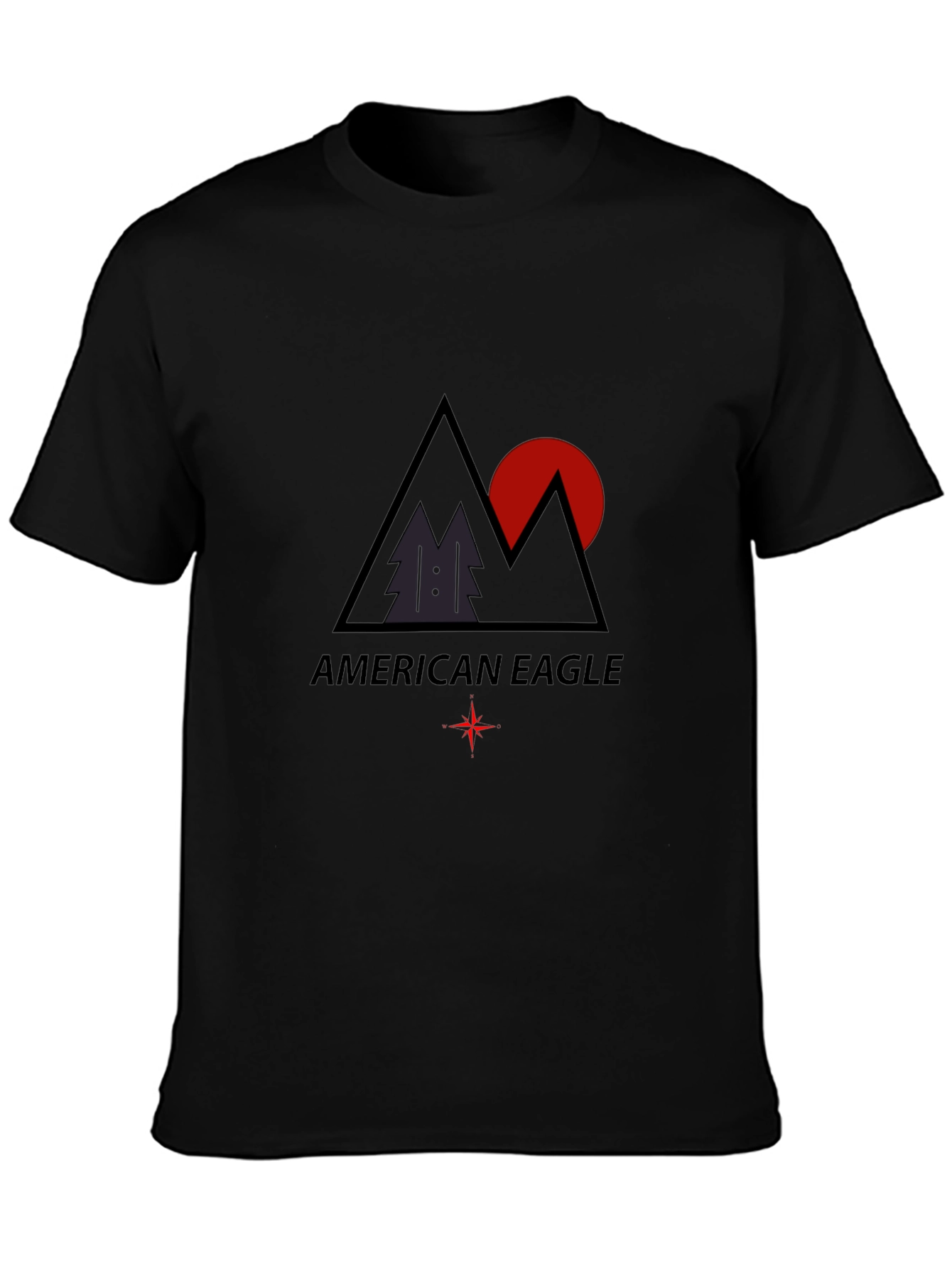 Camiseta Negra Hombre American Eagle Diseño Montaña