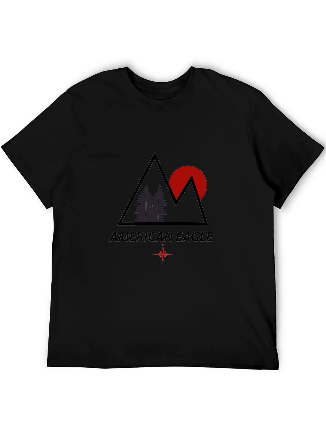 Camiseta Negra Hombre American Eagle Diseño Montaña