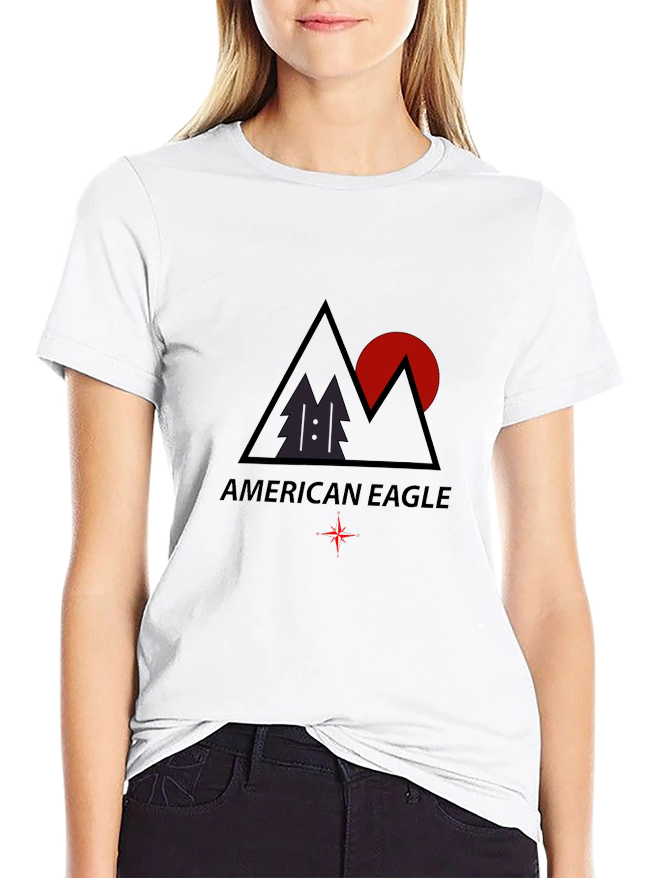 Camiseta Negra Hombre American Eagle Diseño Montaña