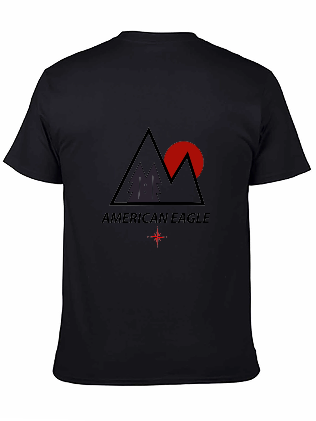 Camiseta Negra Hombre American Eagle Diseño Montaña