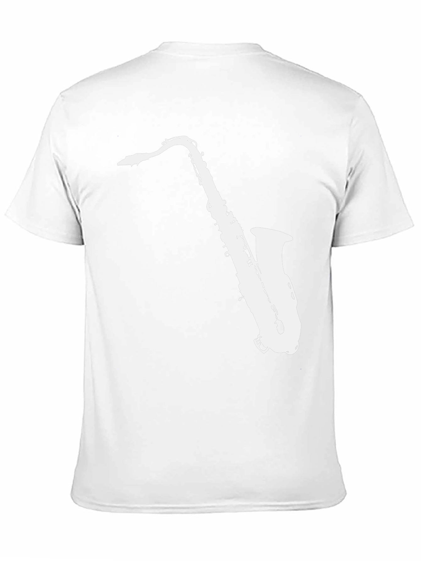 Camiseta Negra con Diseño de Saxofón Blanco