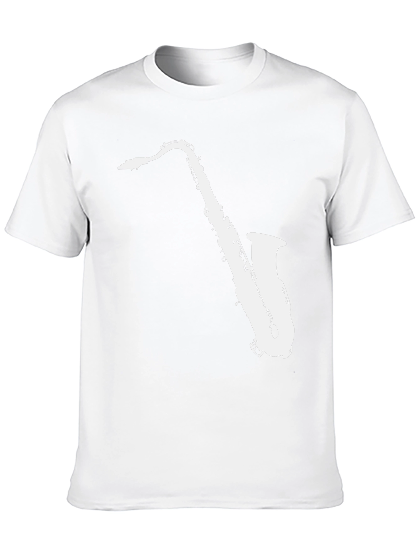 Camiseta Negra con Diseño de Saxofón Blanco