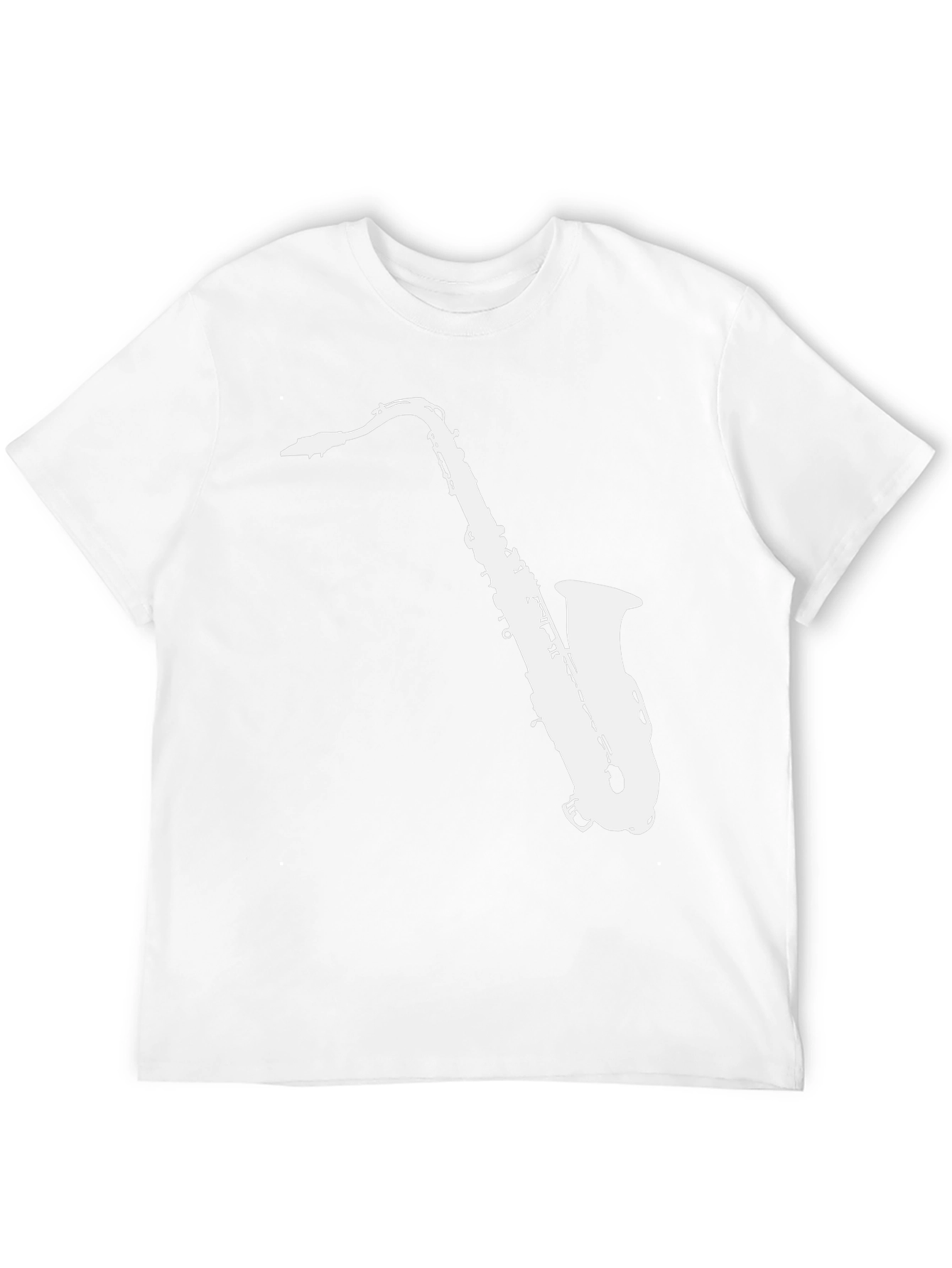 Camiseta Negra con Diseño de Saxofón Blanco