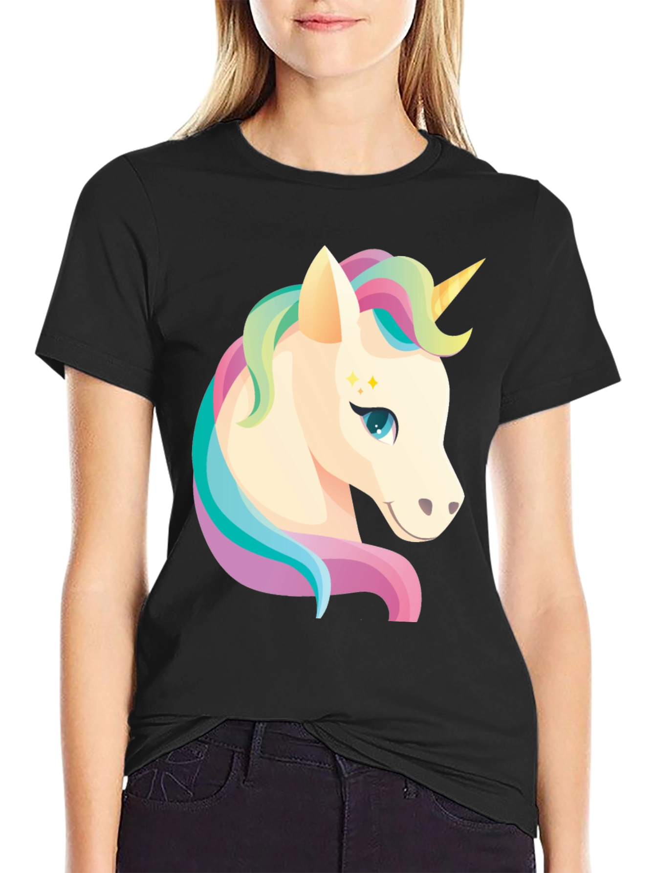 Camiseta Negra Unicornio Mágico