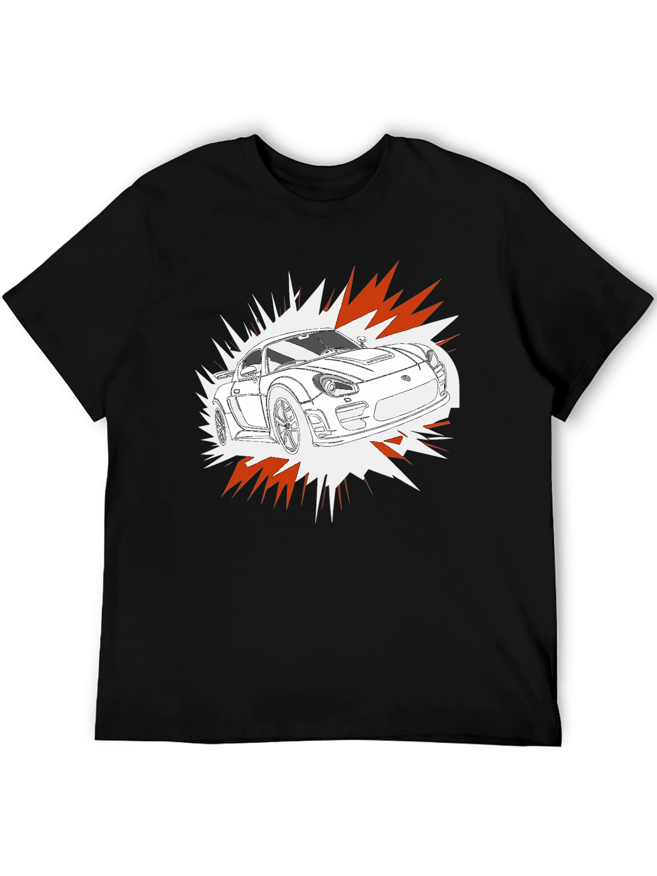 Camiseta Negra con Diseño de Coche Deportivo