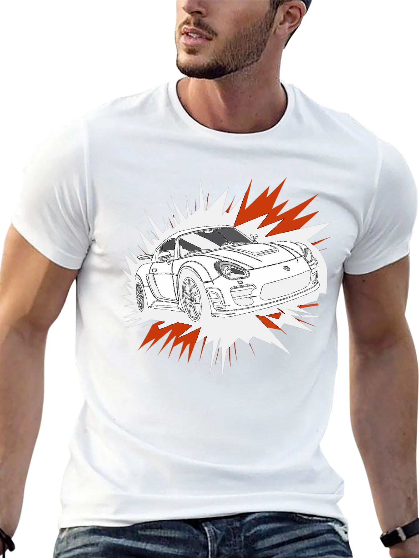 Camiseta Negra con Diseño de Coche Deportivo