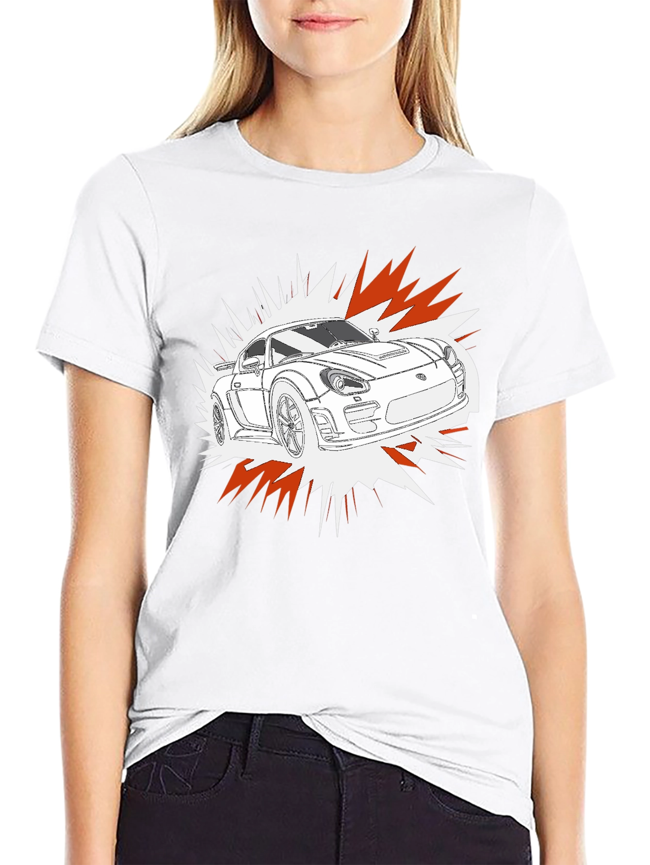 Camiseta Negra con Diseño de Coche Deportivo