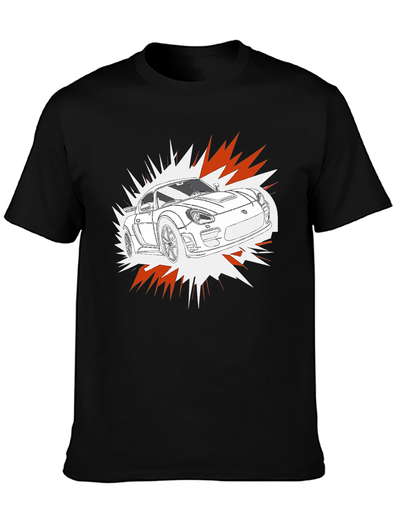 Camiseta Negra con Diseño de Coche Deportivo