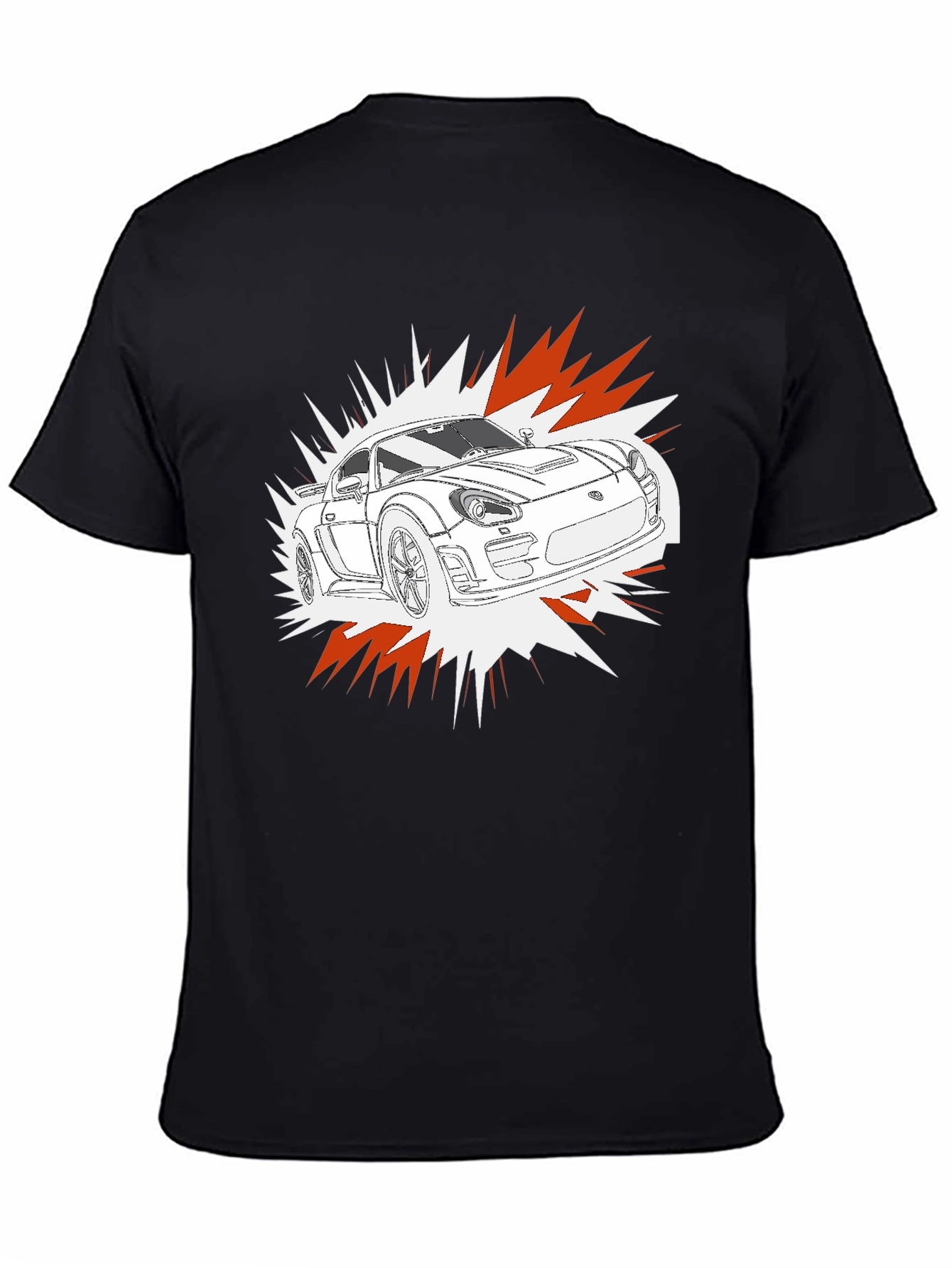 Camiseta Negra con Diseño de Coche Deportivo