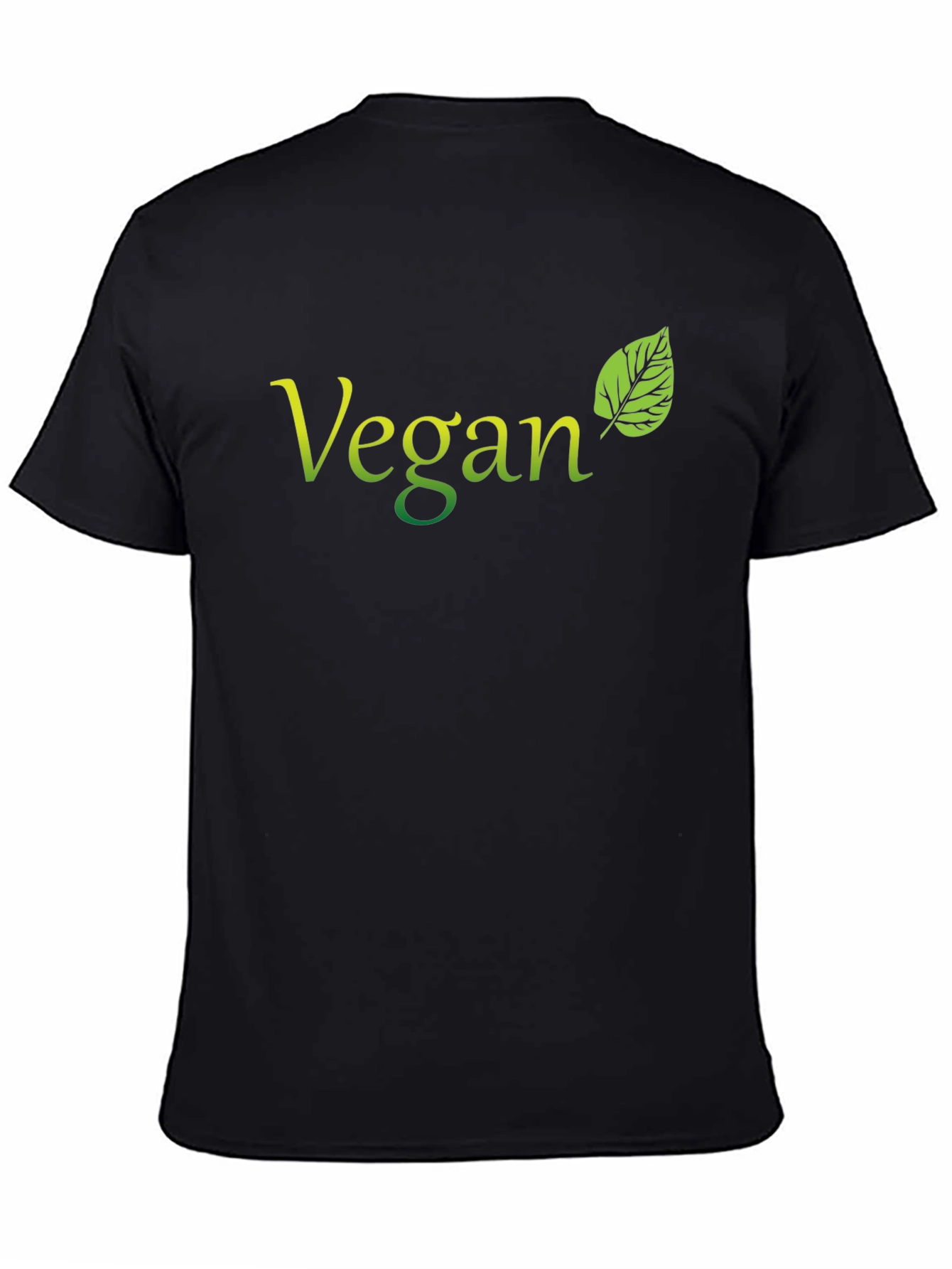 Camiseta Negra Vegana con Diseño de Hoja