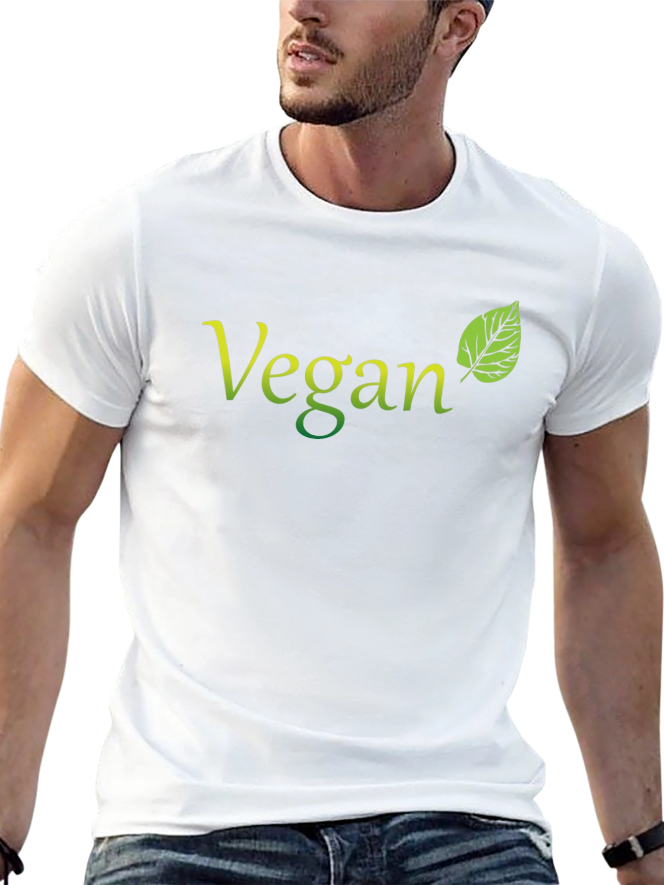 Camiseta Negra Vegana con Diseño de Hoja