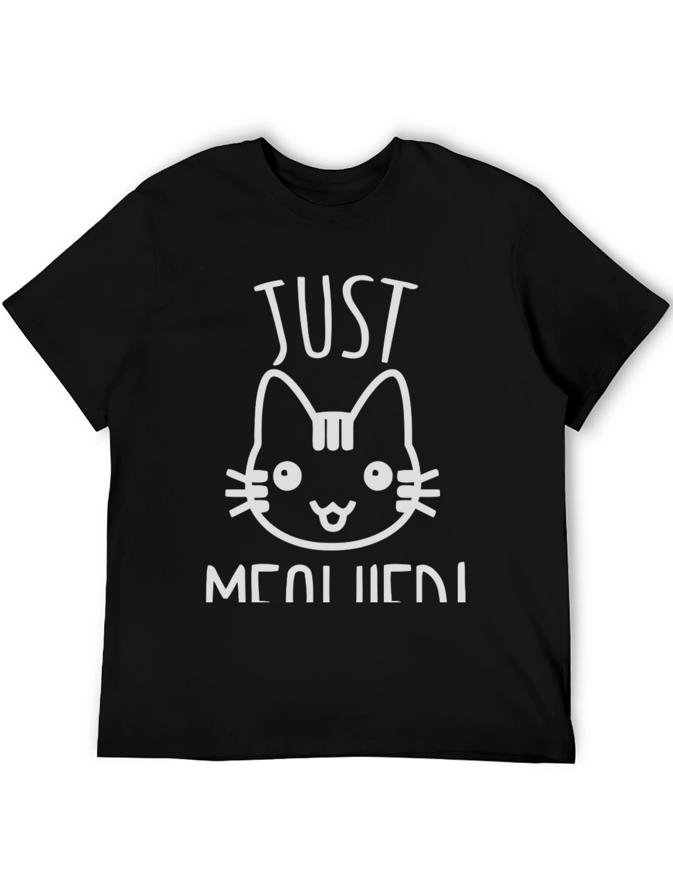 Camiseta Negra con Diseño de Gato Just Meowried