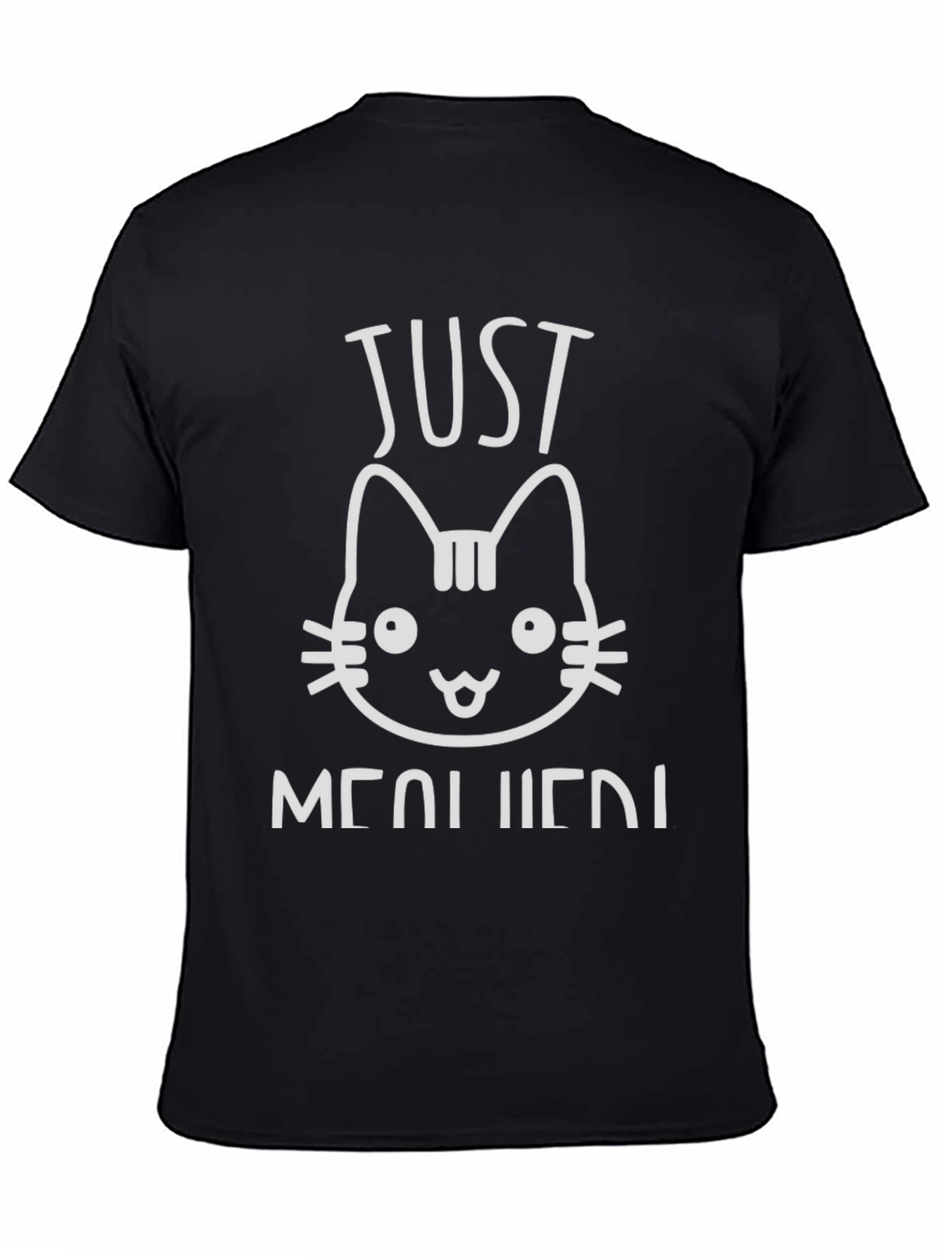 Camiseta Negra con Diseño de Gato Just Meowried