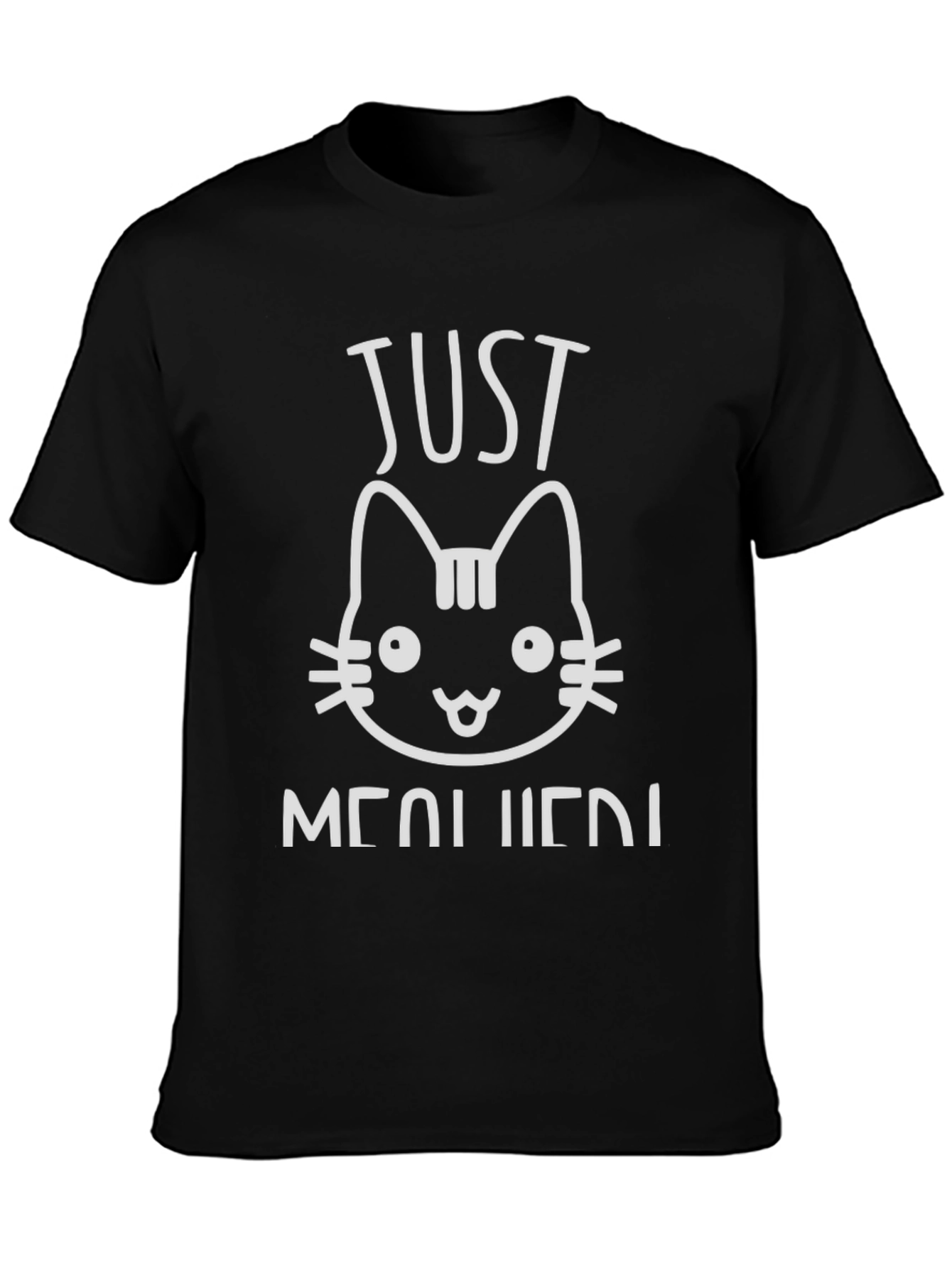 Camiseta Negra con Diseño de Gato Just Meowried