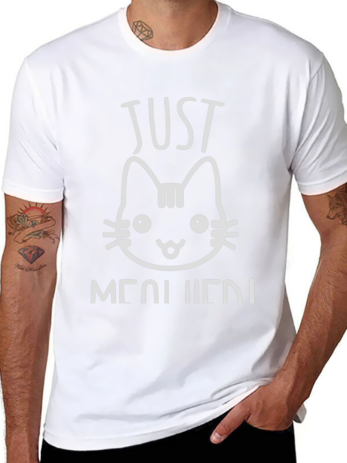 Camiseta Negra con Diseño de Gato Just Meowried